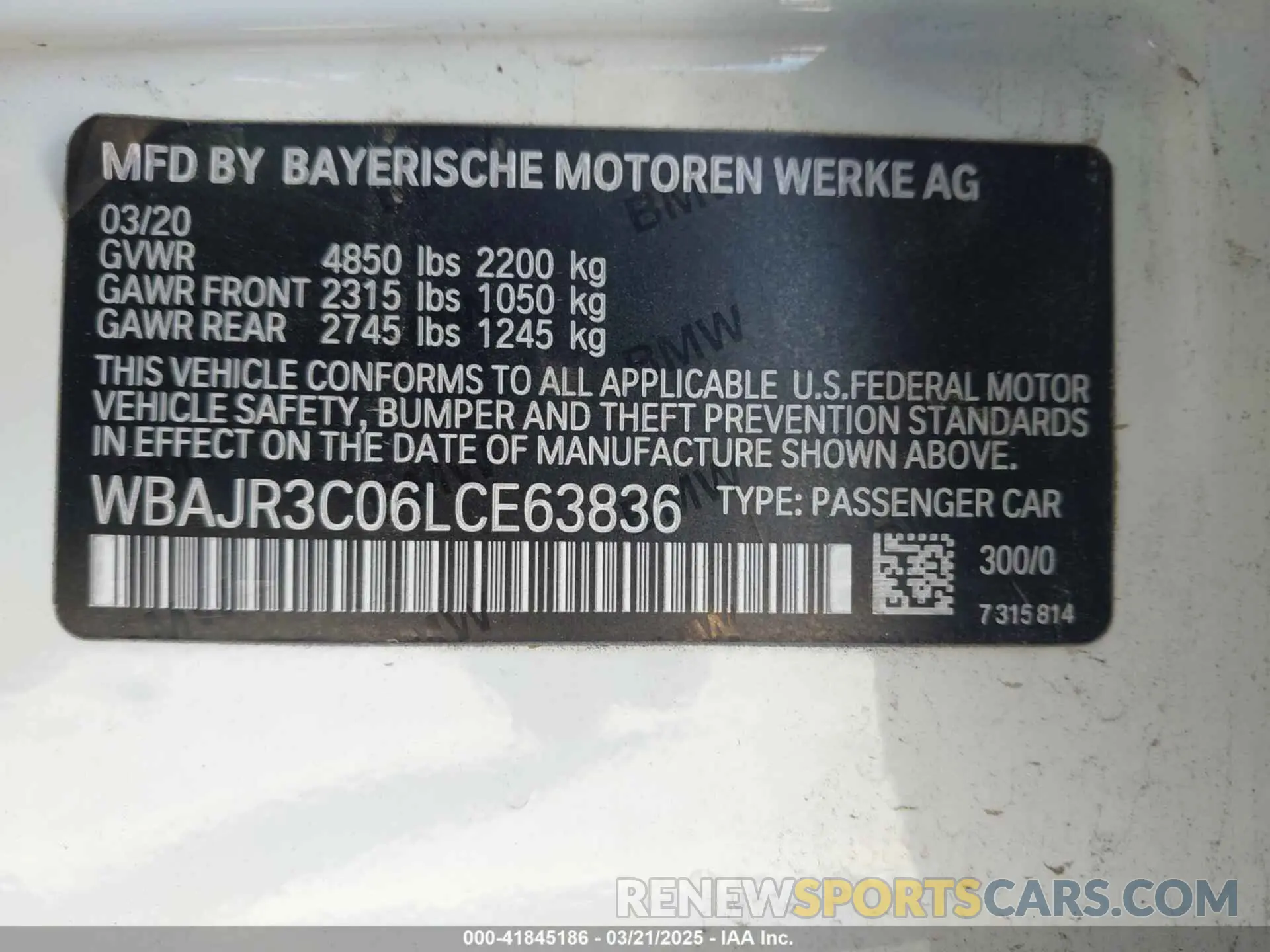 9 Photograph of a damaged car WBAJR3C06LCE63836 BMW 530I 2020