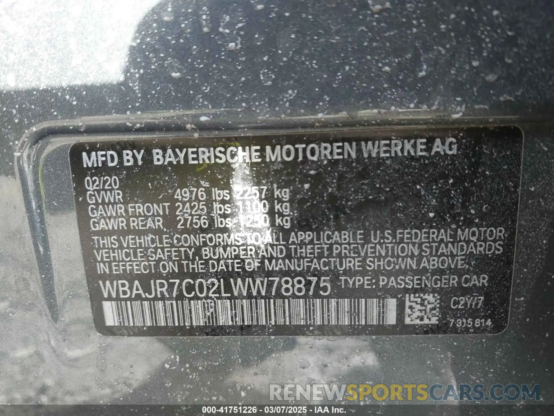 9 Фотография поврежденного автомобиля WBAJR7C02LWW78875 BMW 530I 2020