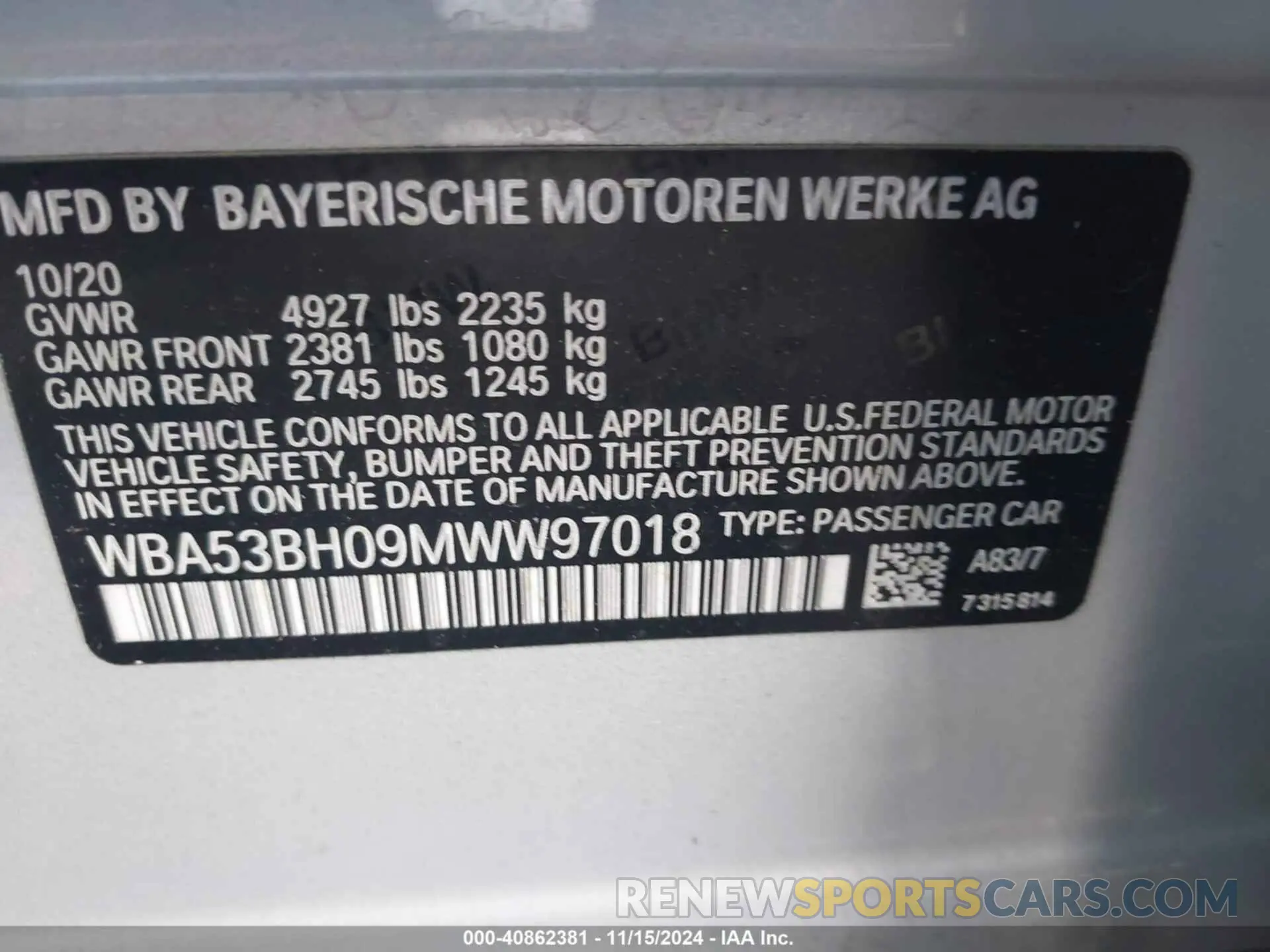 9 Photograph of a damaged car WBA53BH09MWW97018 BMW 530I 2021
