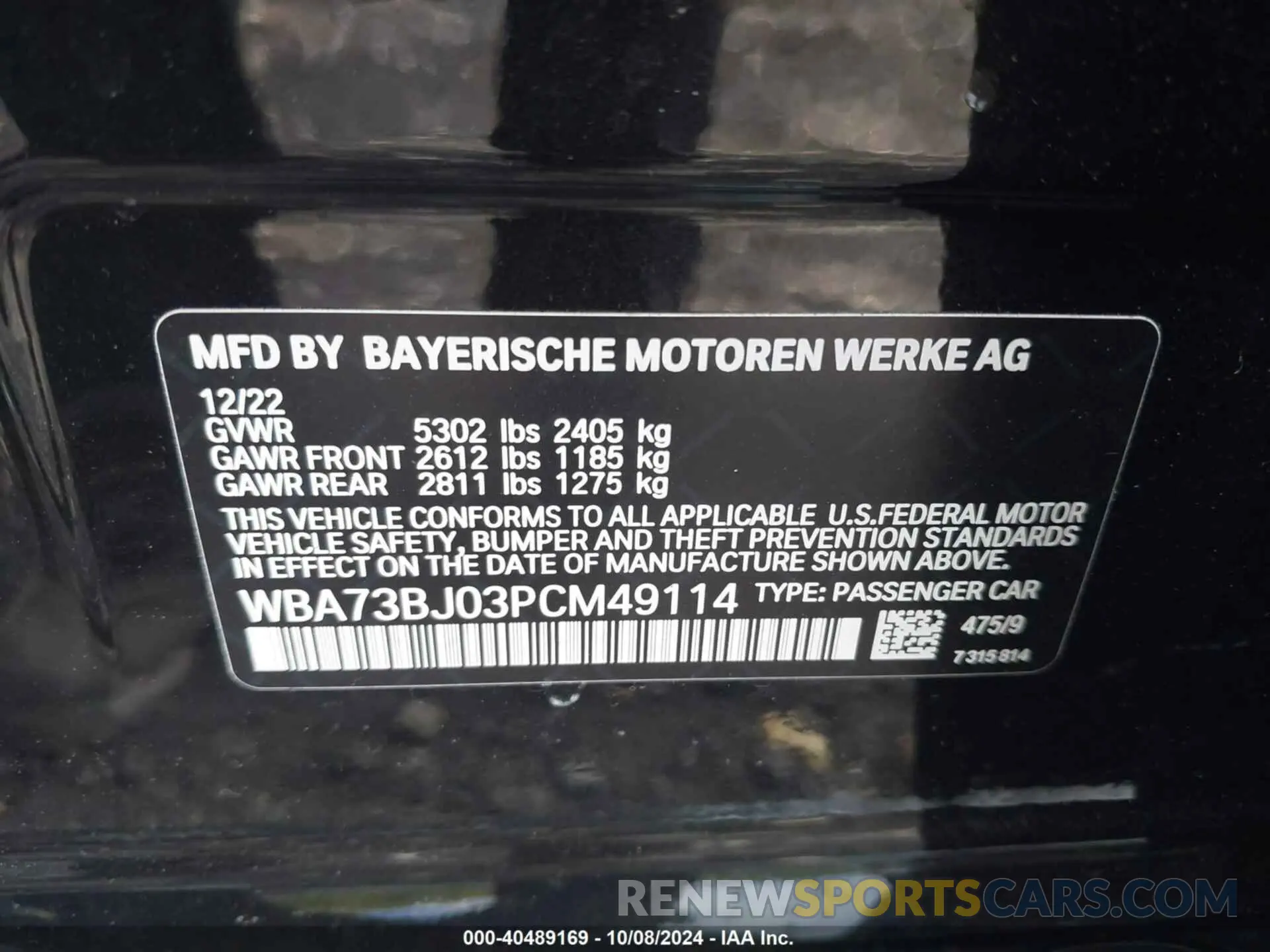 9 Photograph of a damaged car WBA73BJ03PCM49114 BMW 540 2023