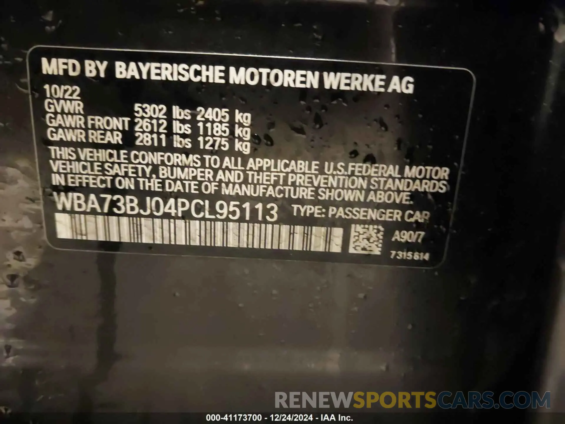 9 Фотография поврежденного автомобиля WBA73BJ04PCL95113 BMW 540 2023