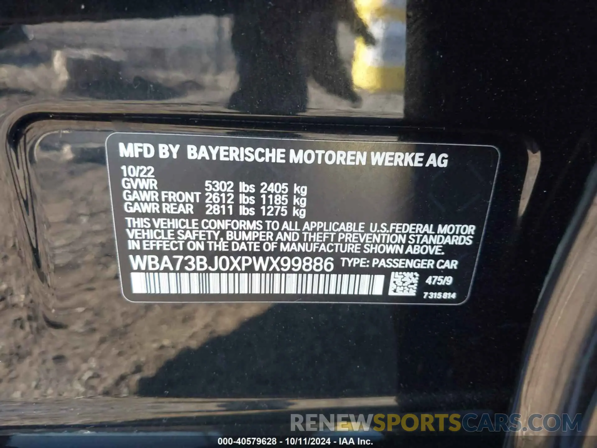 9 Photograph of a damaged car WBA73BJ0XPWX99886 BMW 540 2023