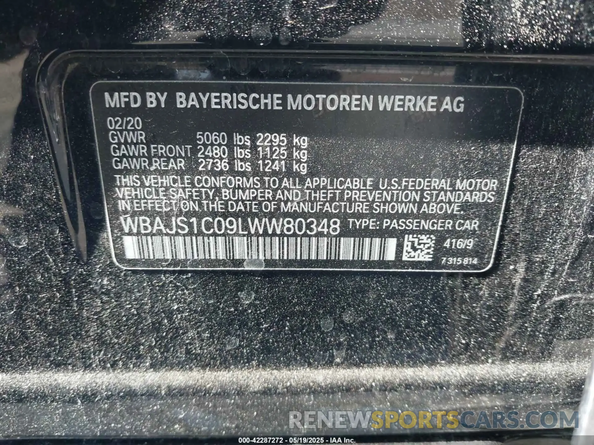9 Photograph of a damaged car WBAJS1C09LWW80348 BMW 540I 2020