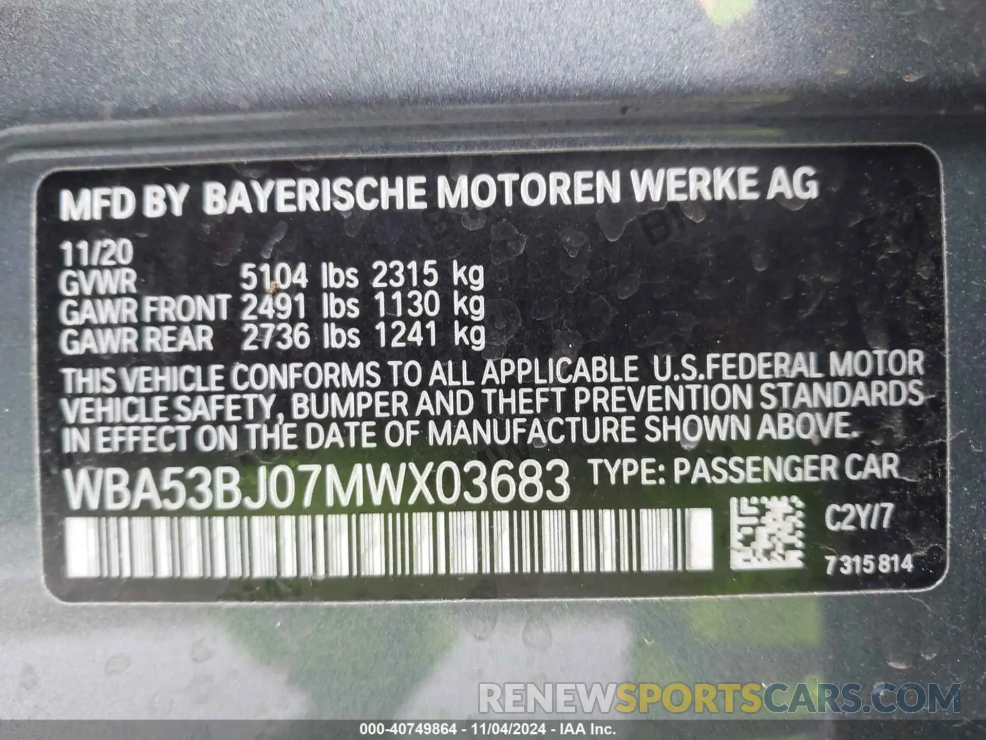 9 Фотография поврежденного автомобиля WBA53BJ07MWX03683 BMW 540I 2021