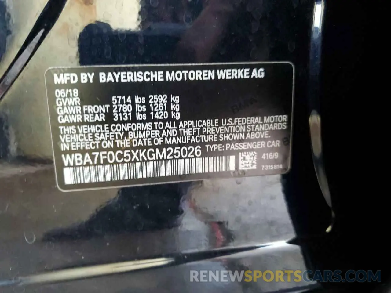 13 Фотография поврежденного автомобиля WBA7F0C5XKGM25026 BMW 7 SERIES 2019