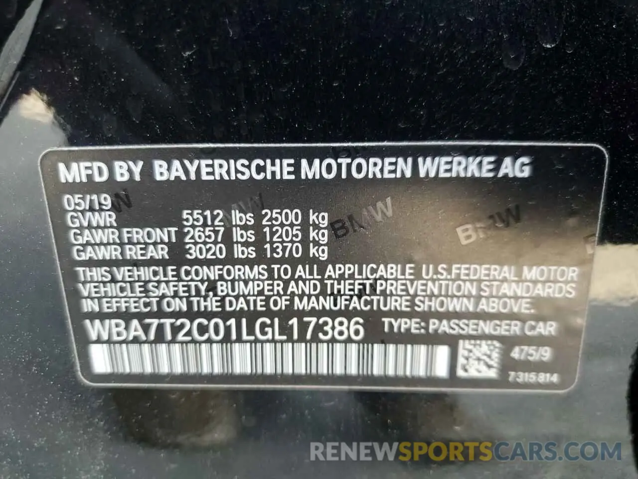 12 Фотография поврежденного автомобиля WBA7T2C01LGL17386 BMW 7 SERIES 2020
