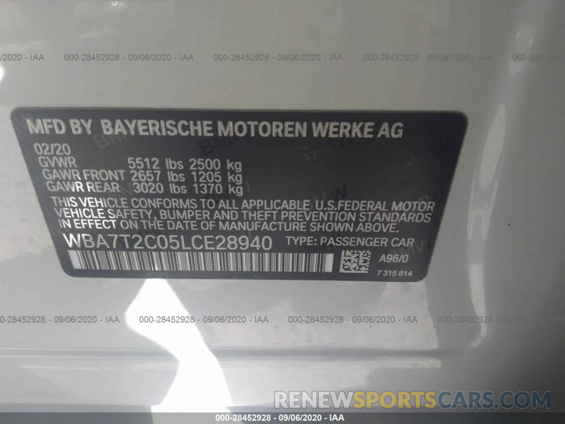 9 Photograph of a damaged car WBA7T2C05LCE28940 BMW 7 SERIES 2020