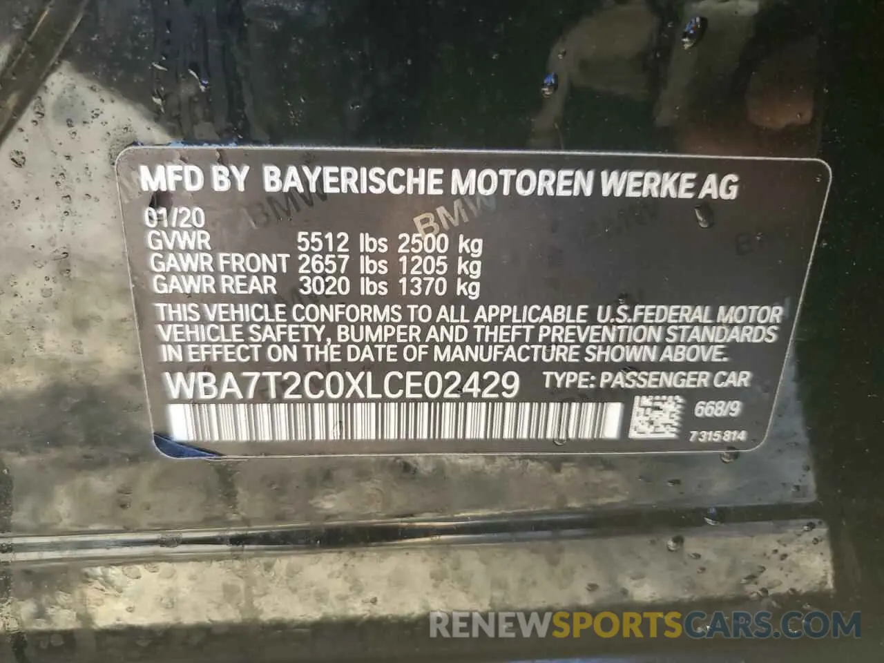 14 Photograph of a damaged car WBA7T2C0XLCE02429 BMW 7 SERIES 2020