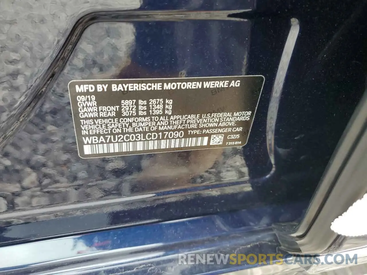 13 Photograph of a damaged car WBA7U2C03LCD17090 BMW 7 SERIES 2020