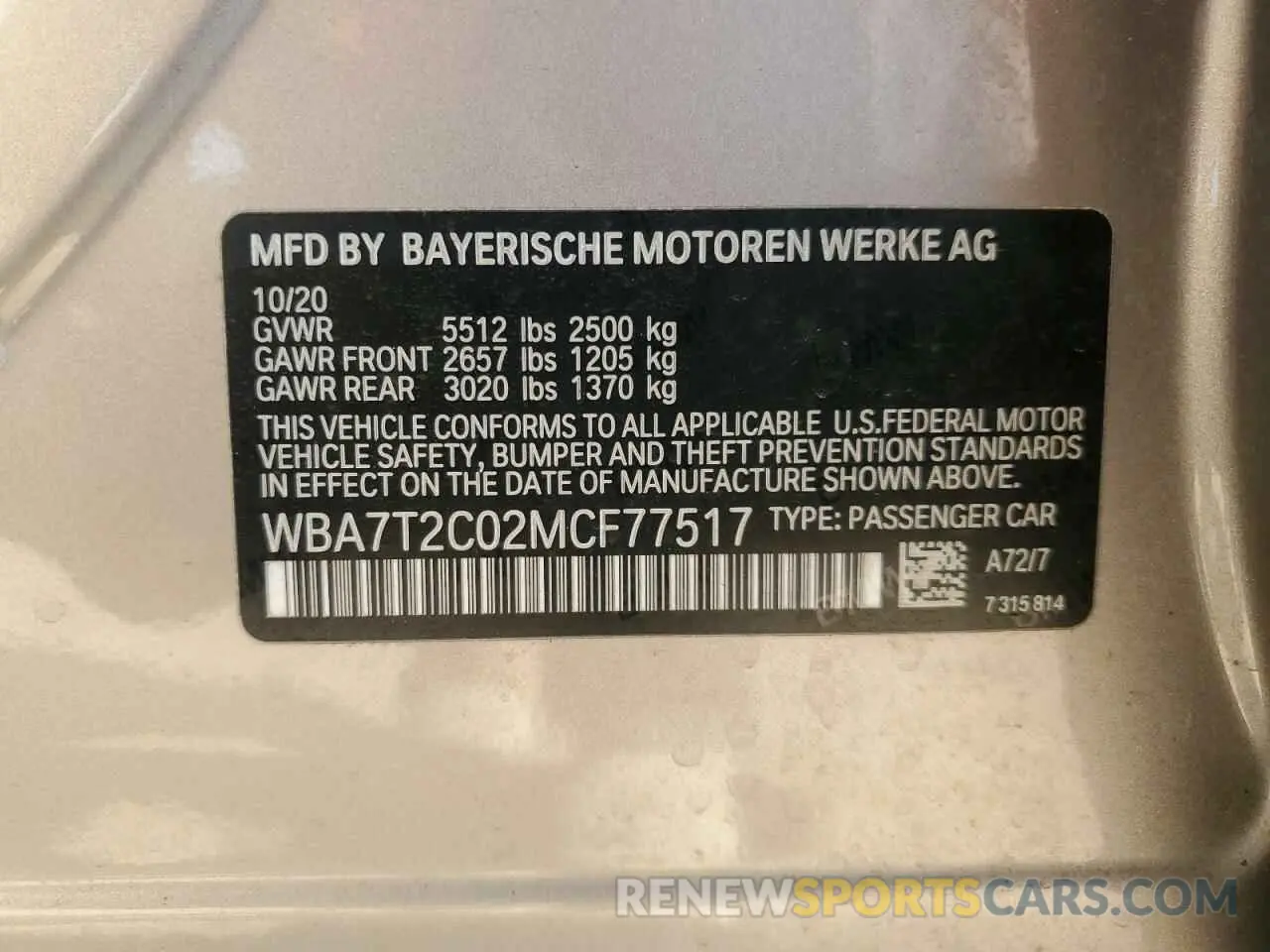 12 Фотография поврежденного автомобиля WBA7T2C02MCF77517 BMW 7 SERIES 2021