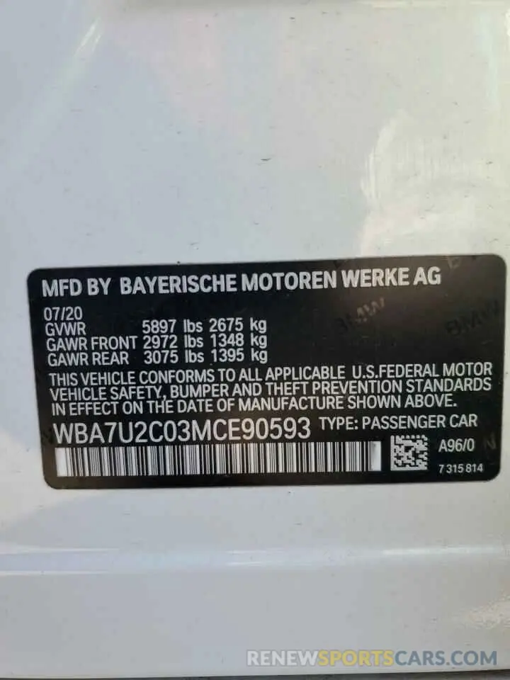 13 Фотография поврежденного автомобиля WBA7U2C03MCE90593 BMW 7 SERIES 2021