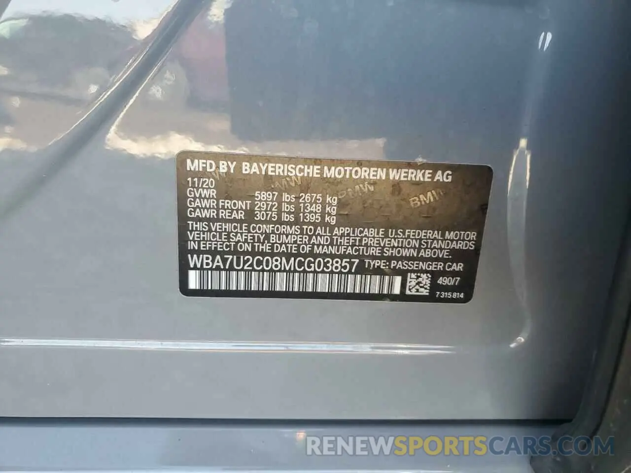 14 Фотография поврежденного автомобиля WBA7U2C08MCG03857 BMW 7 SERIES 2021