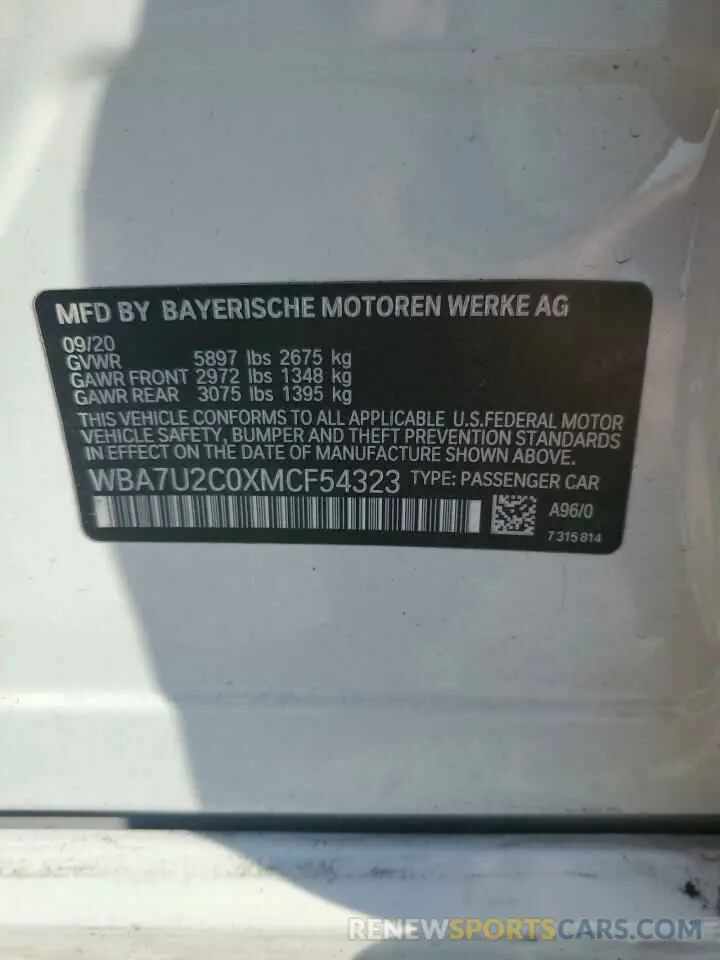 12 Photograph of a damaged car WBA7U2C0XMCF54323 BMW 7 SERIES 2021