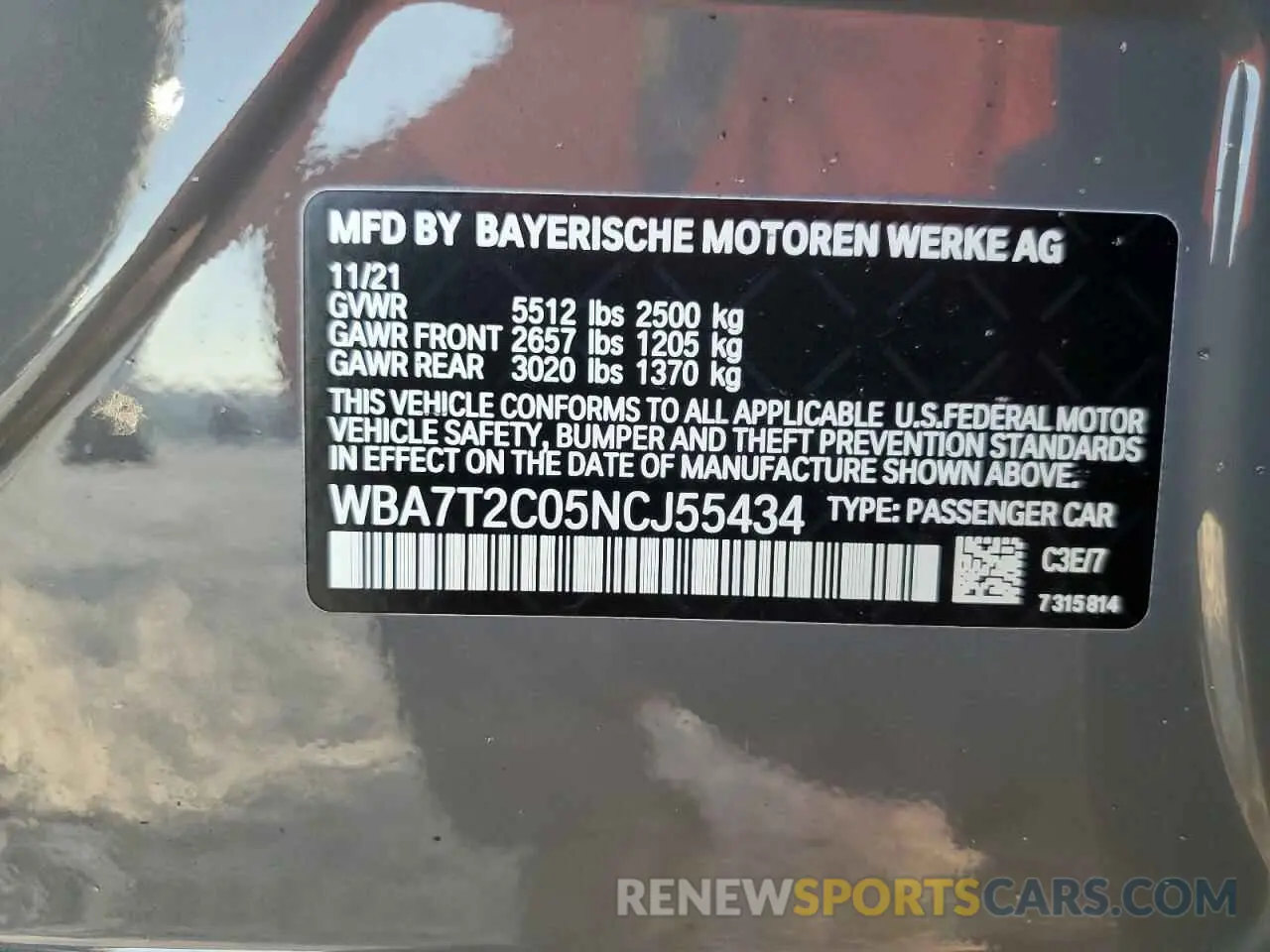 10 Photograph of a damaged car WBA7T2C05NCJ55434 BMW 7 SERIES 2022