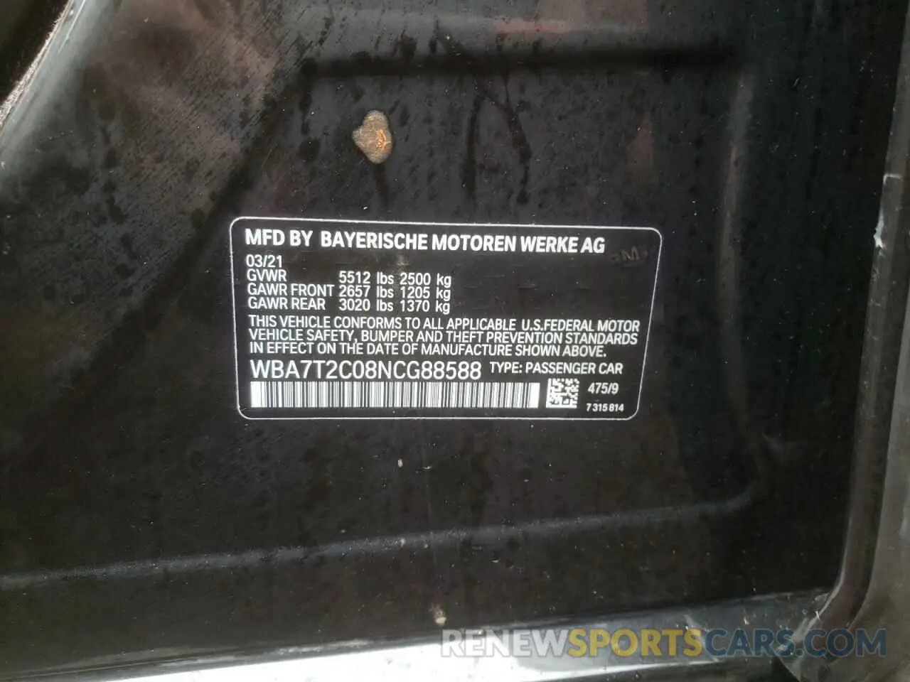13 Photograph of a damaged car WBA7T2C08NCG88588 BMW 7 SERIES 2022