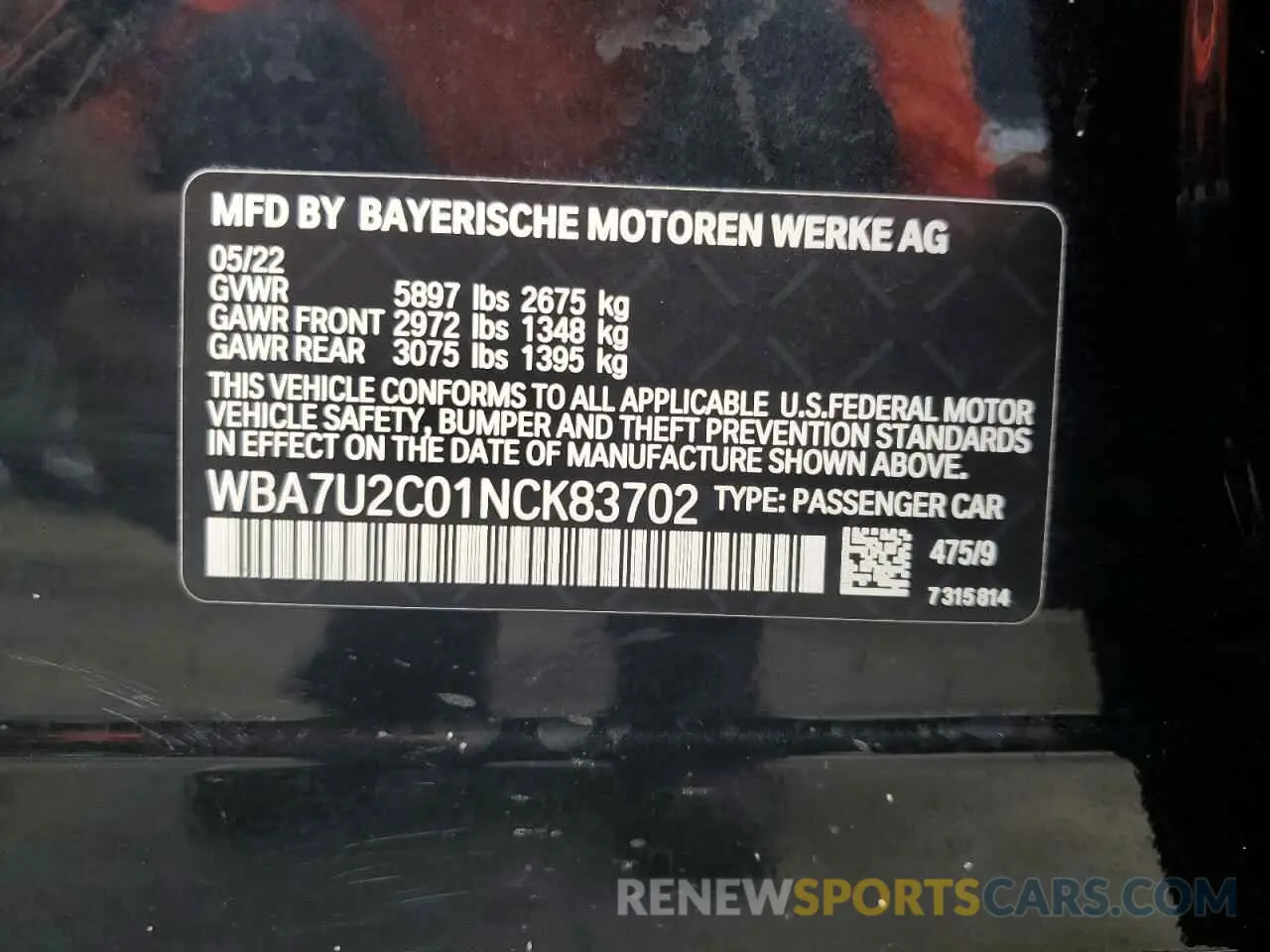 13 Фотография поврежденного автомобиля WBA7U2C01NCK83702 BMW 7 SERIES 2022