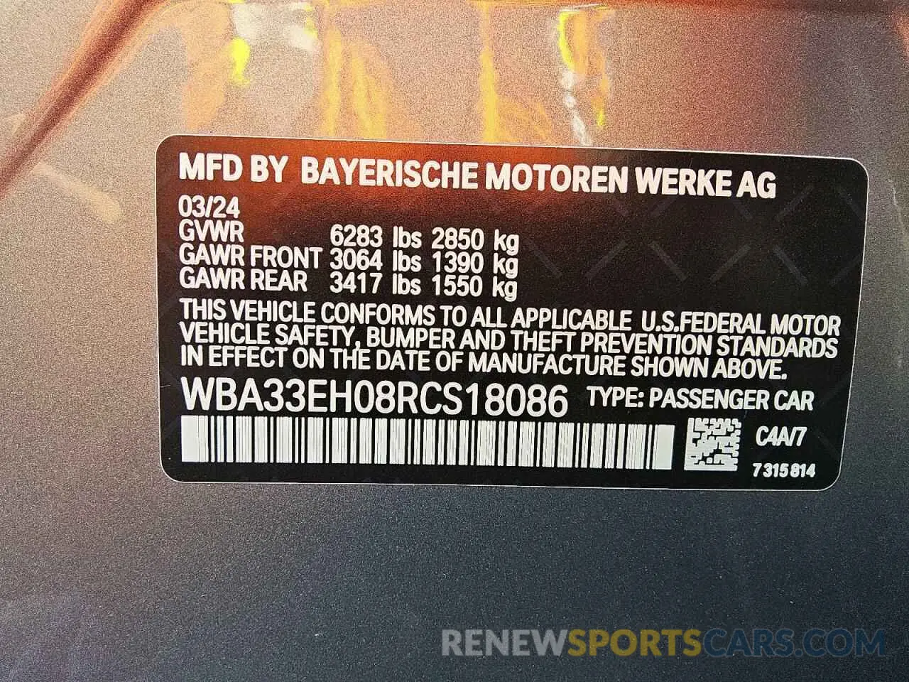 12 Фотография поврежденного автомобиля WBA33EH08RCS18086 BMW 7 SERIES 2024