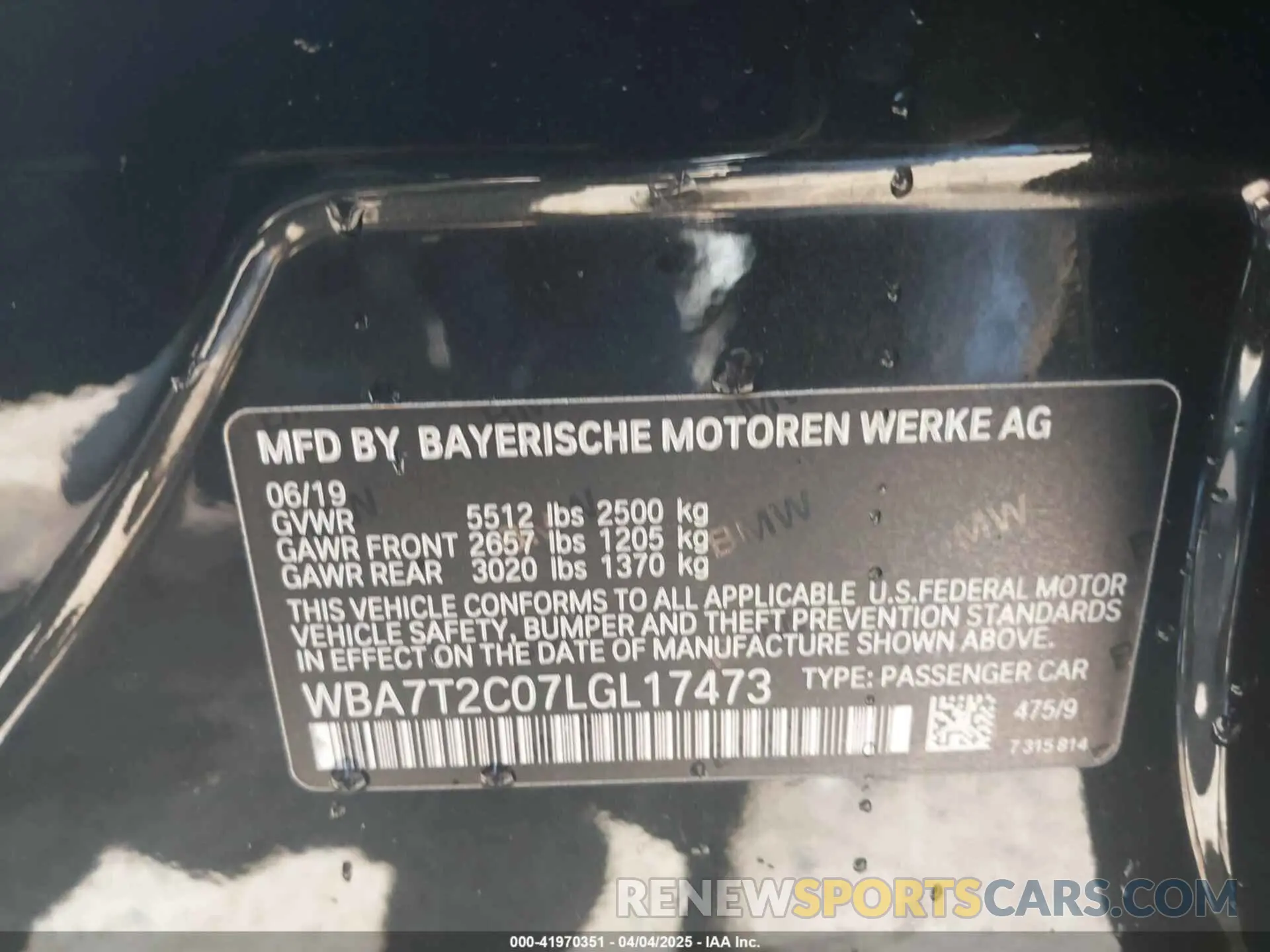 9 Фотография поврежденного автомобиля WBA7T2C07LGL17473 BMW 740I 2020