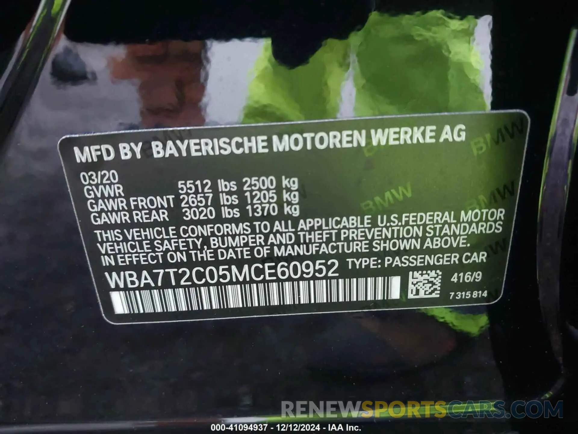 9 Photograph of a damaged car WBA7T2C05MCE60952 BMW 740I 2021