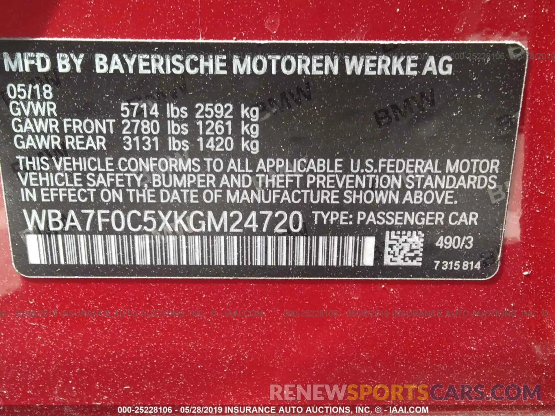 9 Photograph of a damaged car WBA7F0C5XKGM24720 BMW 750 2019