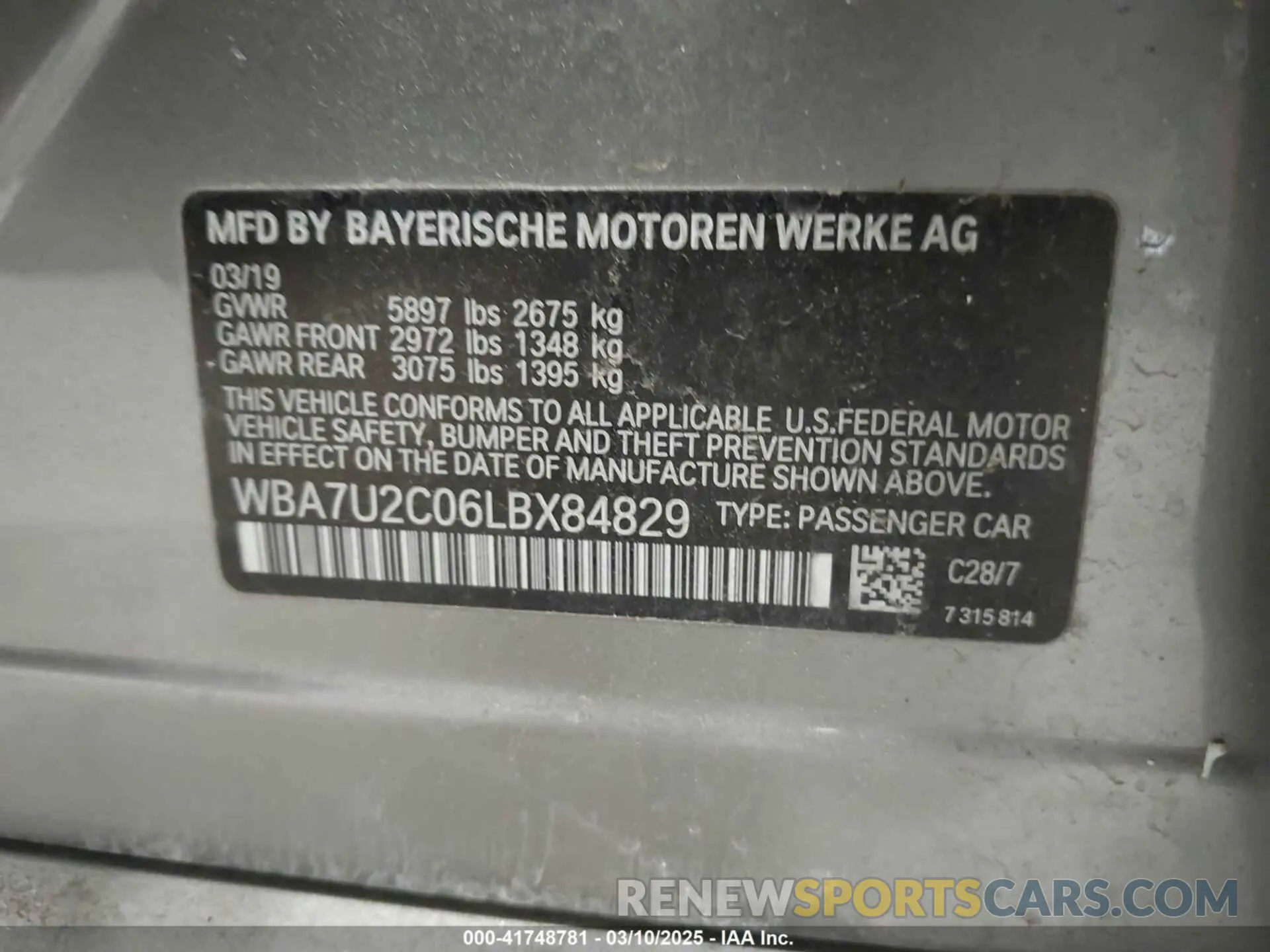 9 Фотография поврежденного автомобиля WBA7U2C06LBX84829 BMW 750I 2020