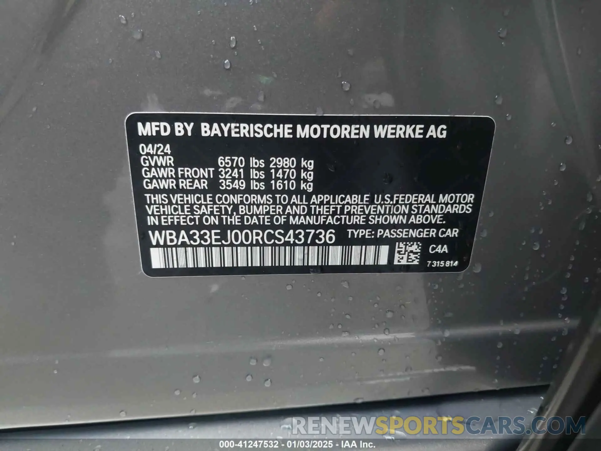 9 Фотография поврежденного автомобиля WBA33EJ00RCS43736 BMW 760 2024
