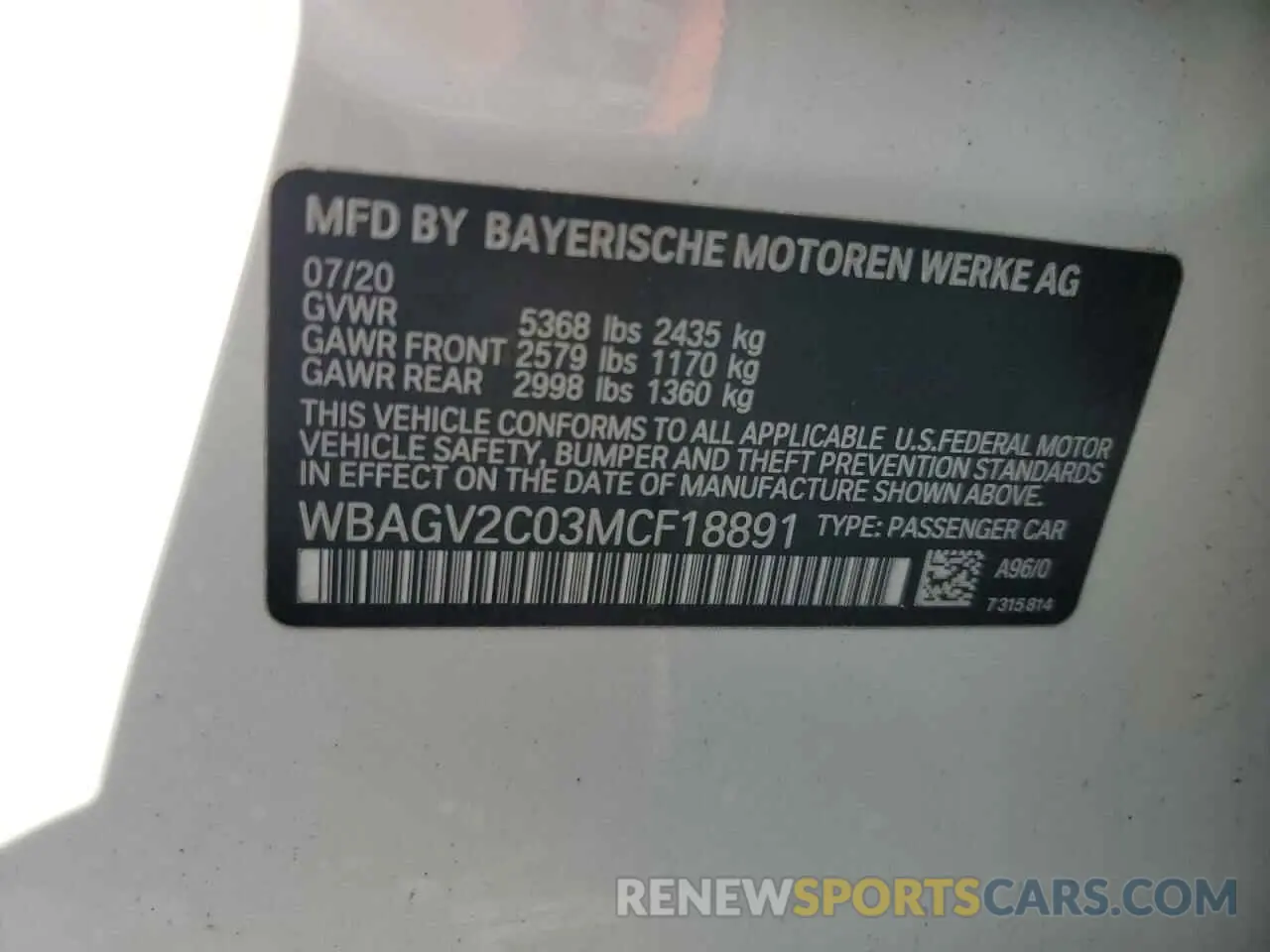 12 Photograph of a damaged car WBAGV2C03MCF18891 BMW 8 SERIES 2021