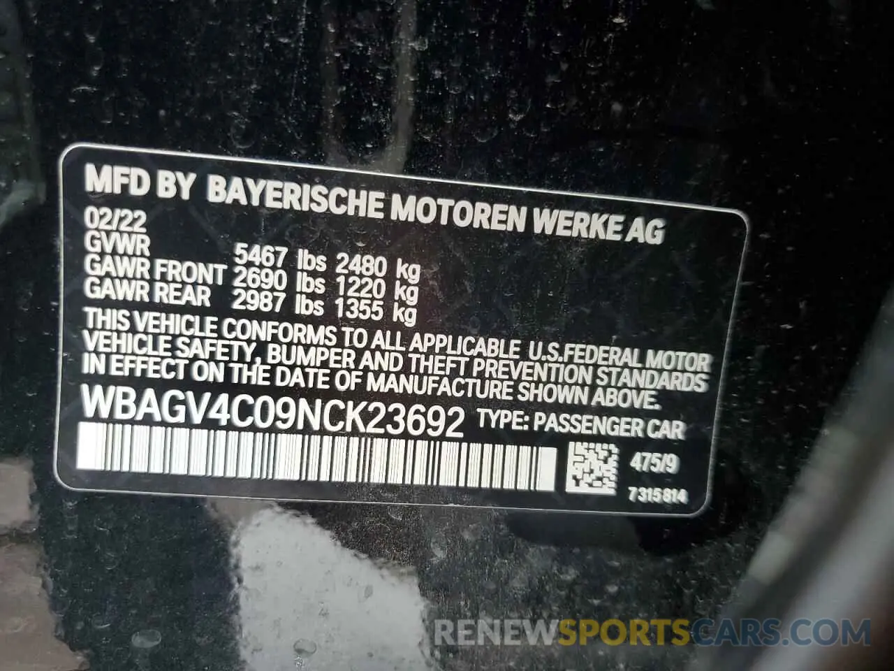 12 Photograph of a damaged car WBAGV4C09NCK23692 BMW 8 SERIES 2022