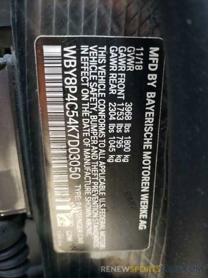 13 Photograph of a damaged car WBY8P4C54K7D03050 BMW I SERIES 2019