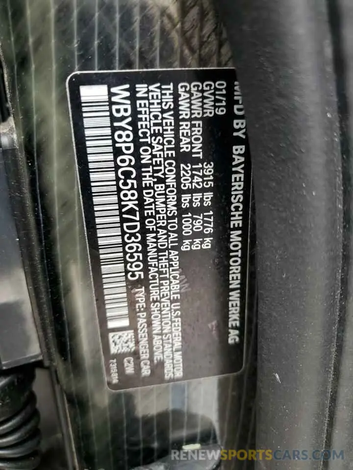 13 Photograph of a damaged car WBY8P6C58K7D36595 BMW I SERIES 2019