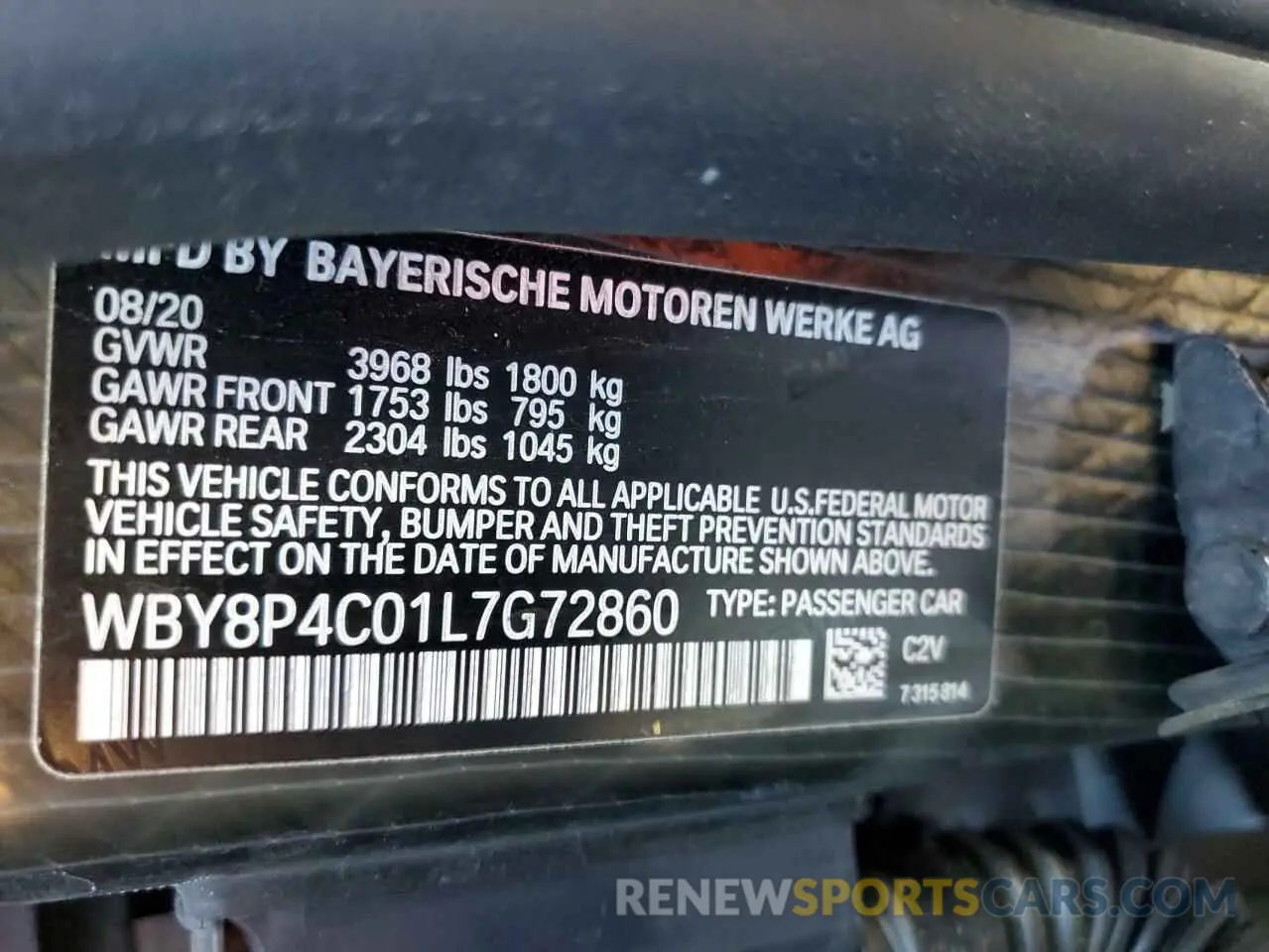 12 Photograph of a damaged car WBY8P4C01L7G72860 BMW I SERIES 2020