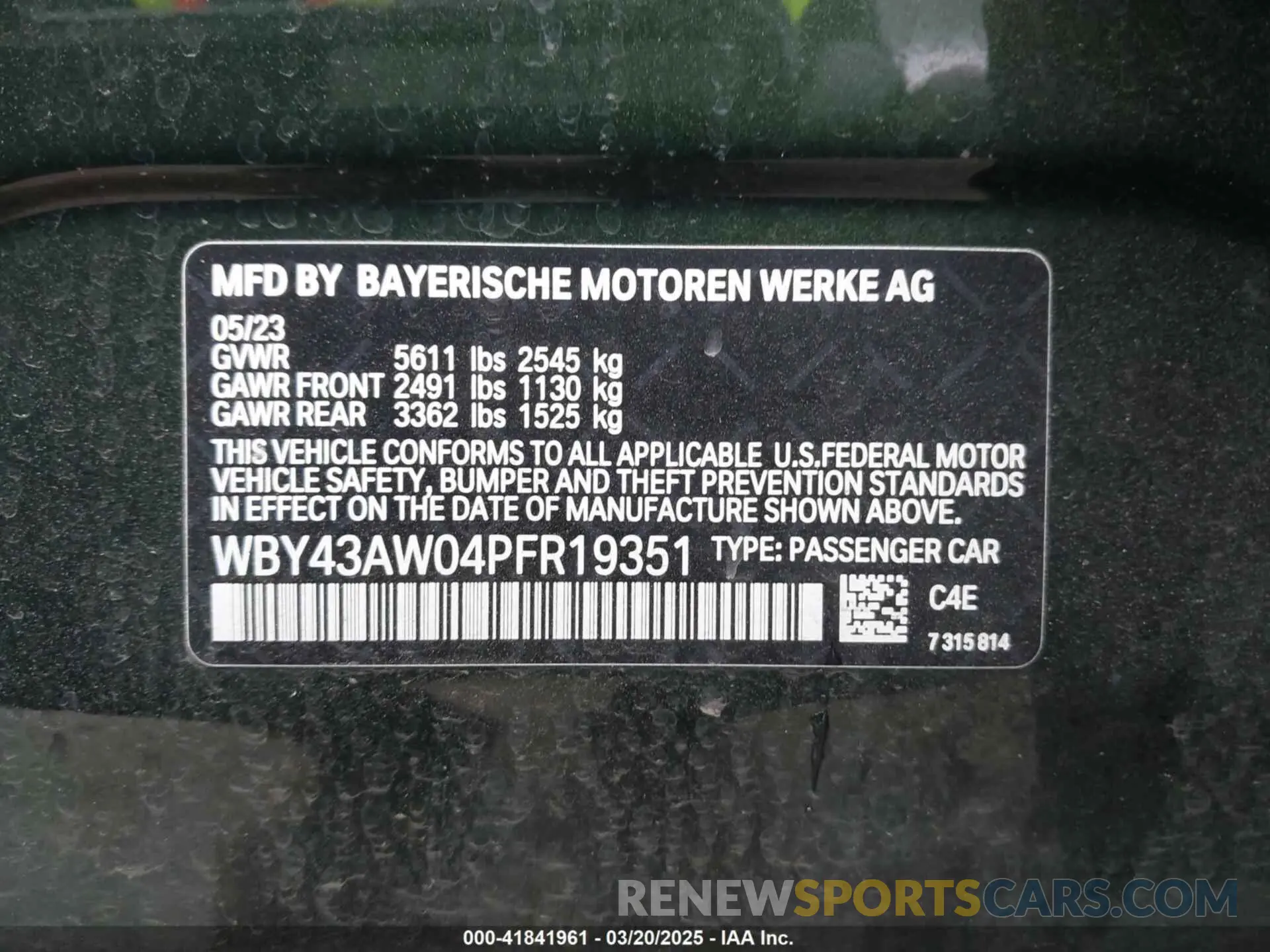 9 Фотография поврежденного автомобиля WBY43AW04PFR19351 BMW I4 2023