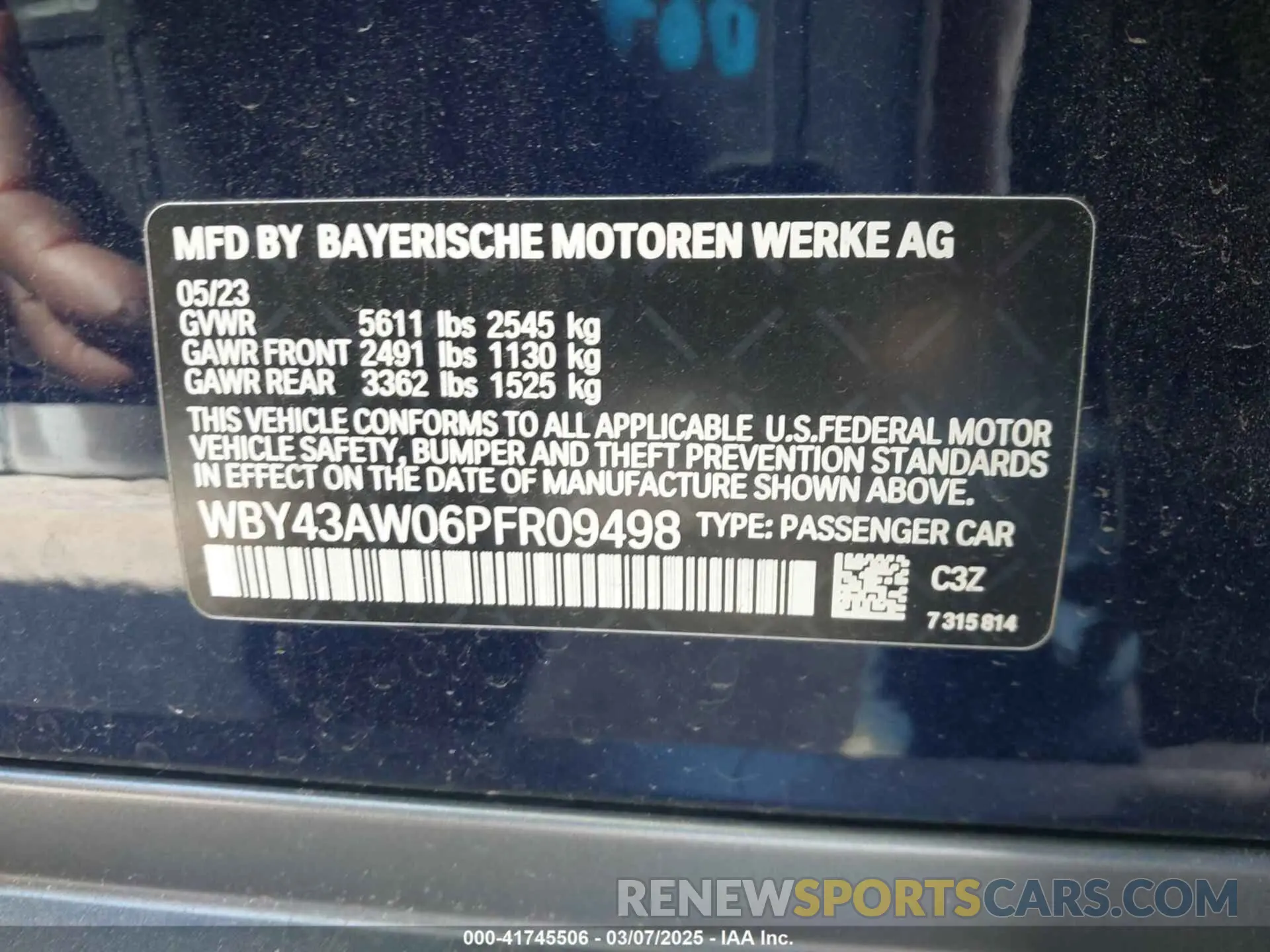 9 Фотография поврежденного автомобиля WBY43AW06PFR09498 BMW I4 2023