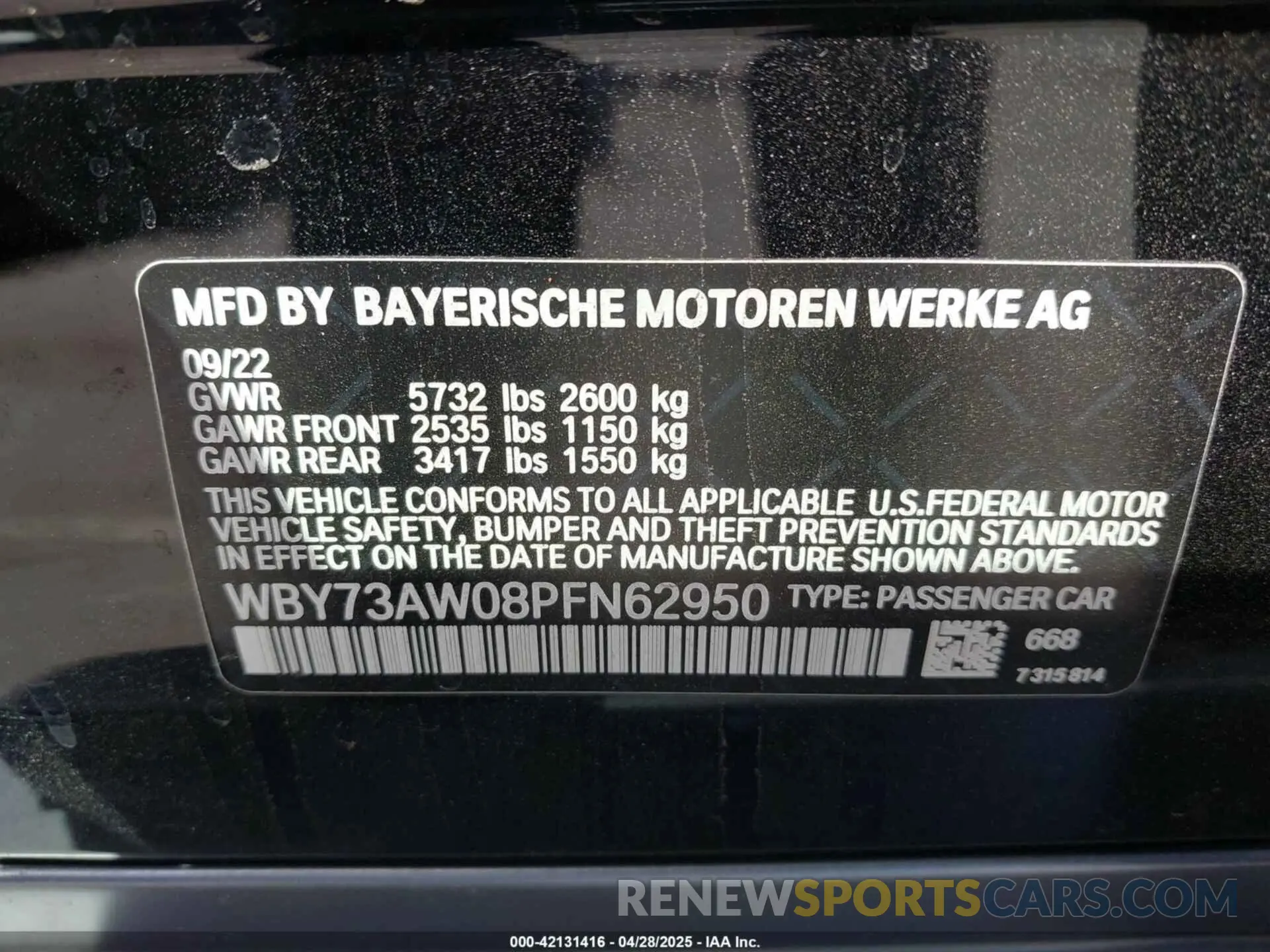 9 Фотография поврежденного автомобиля WBY73AW08PFN62950 BMW I4 2023