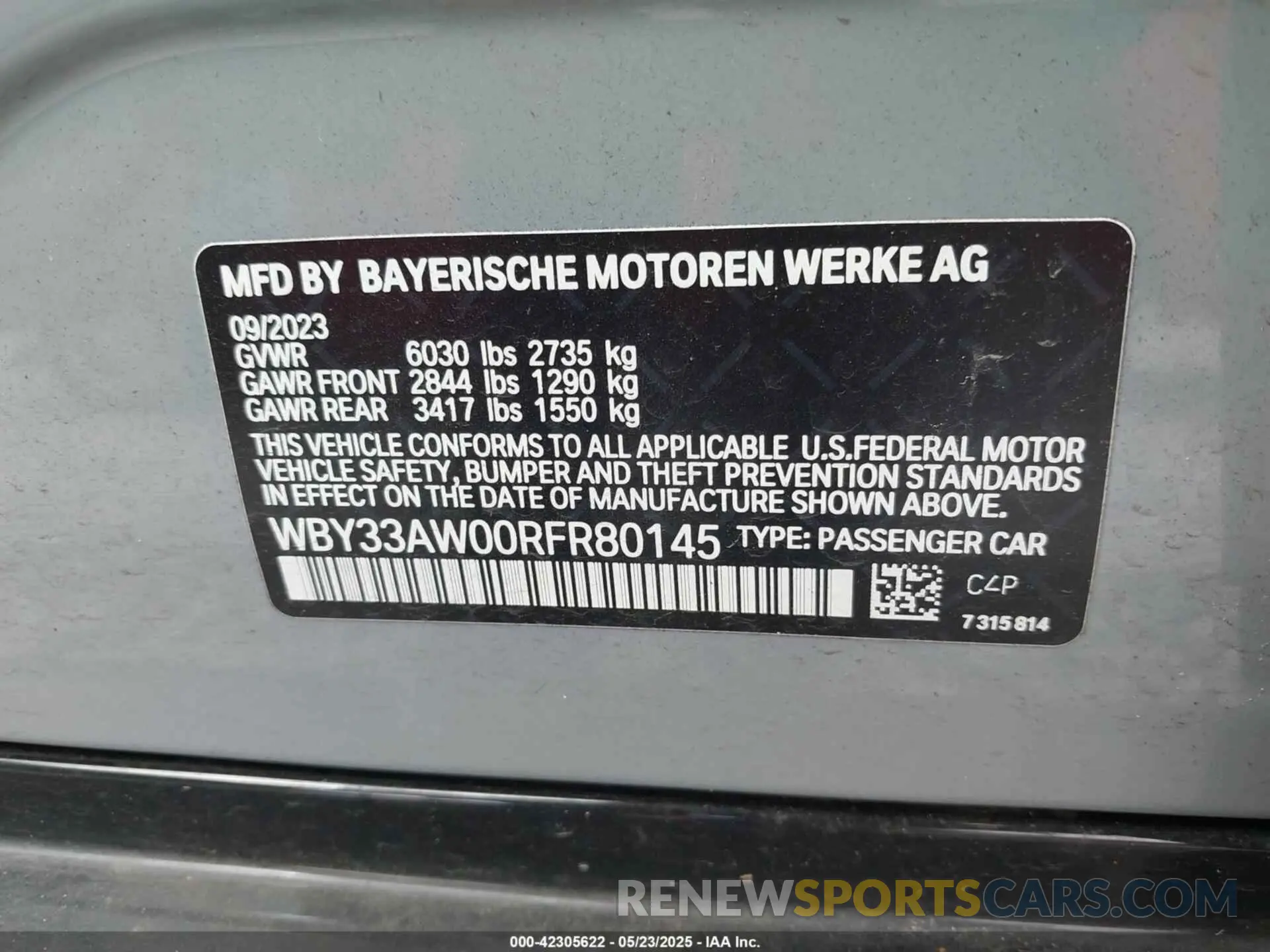 9 Photograph of a damaged car WBY33AW00RFR80145 BMW I4 2024