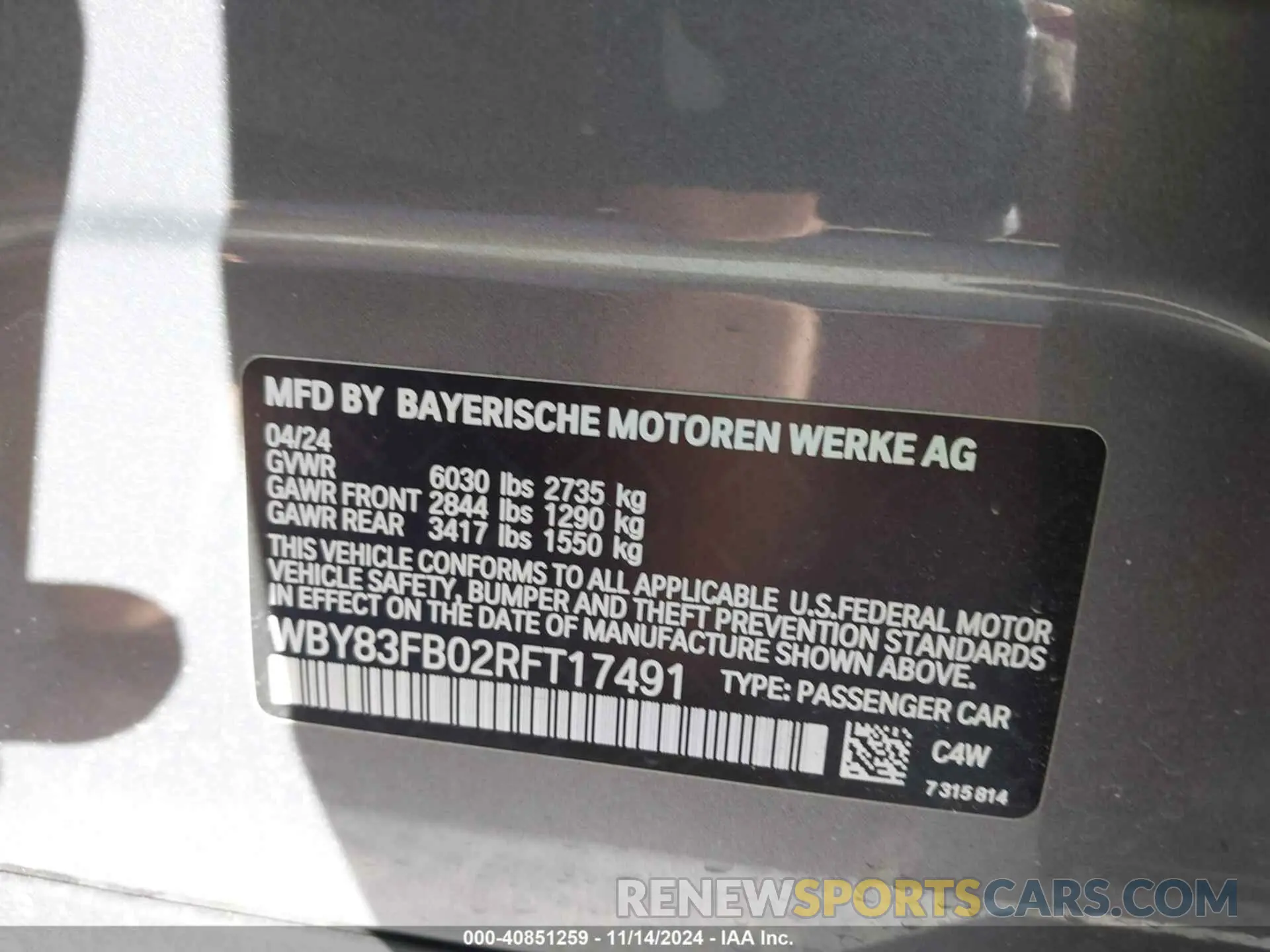 9 Photograph of a damaged car WBY83FB02RFT17491 BMW I4 2024