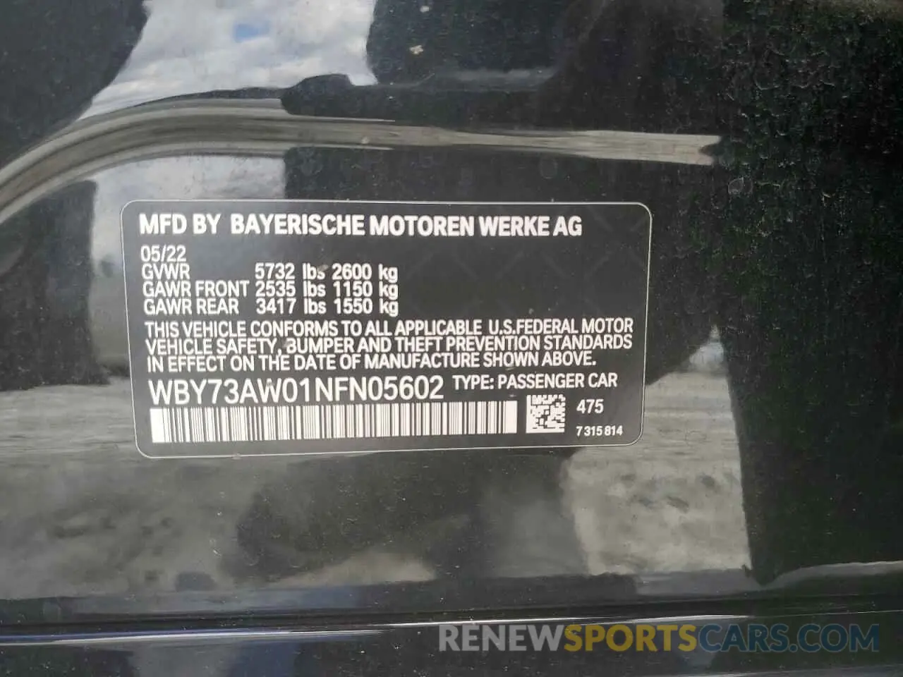 12 Photograph of a damaged car WBY73AW01NFN05602 BMW I4 EDRIVE 2022