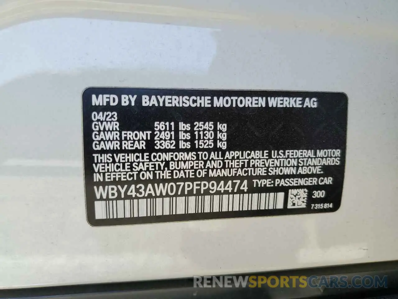 13 Фотография поврежденного автомобиля WBY43AW07PFP94474 BMW I4 EDRIVE 2023