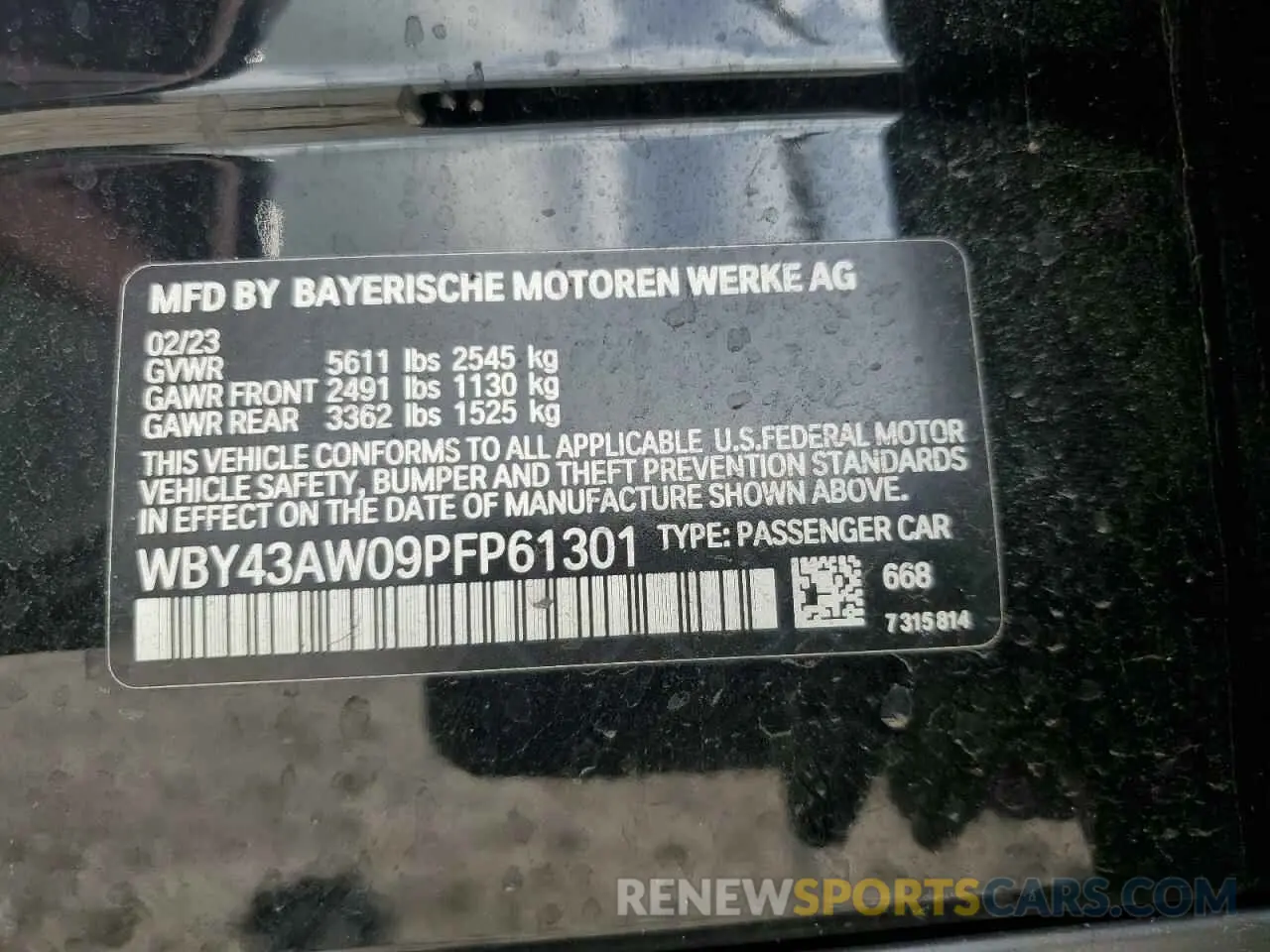 12 Photograph of a damaged car WBY43AW09PFP61301 BMW I4 EDRIVE 2023