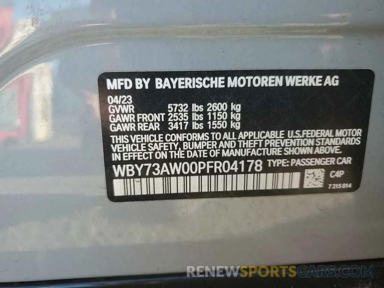 13 Photograph of a damaged car WBY73AW00PFR04178 BMW I4 EDRIVE 2023