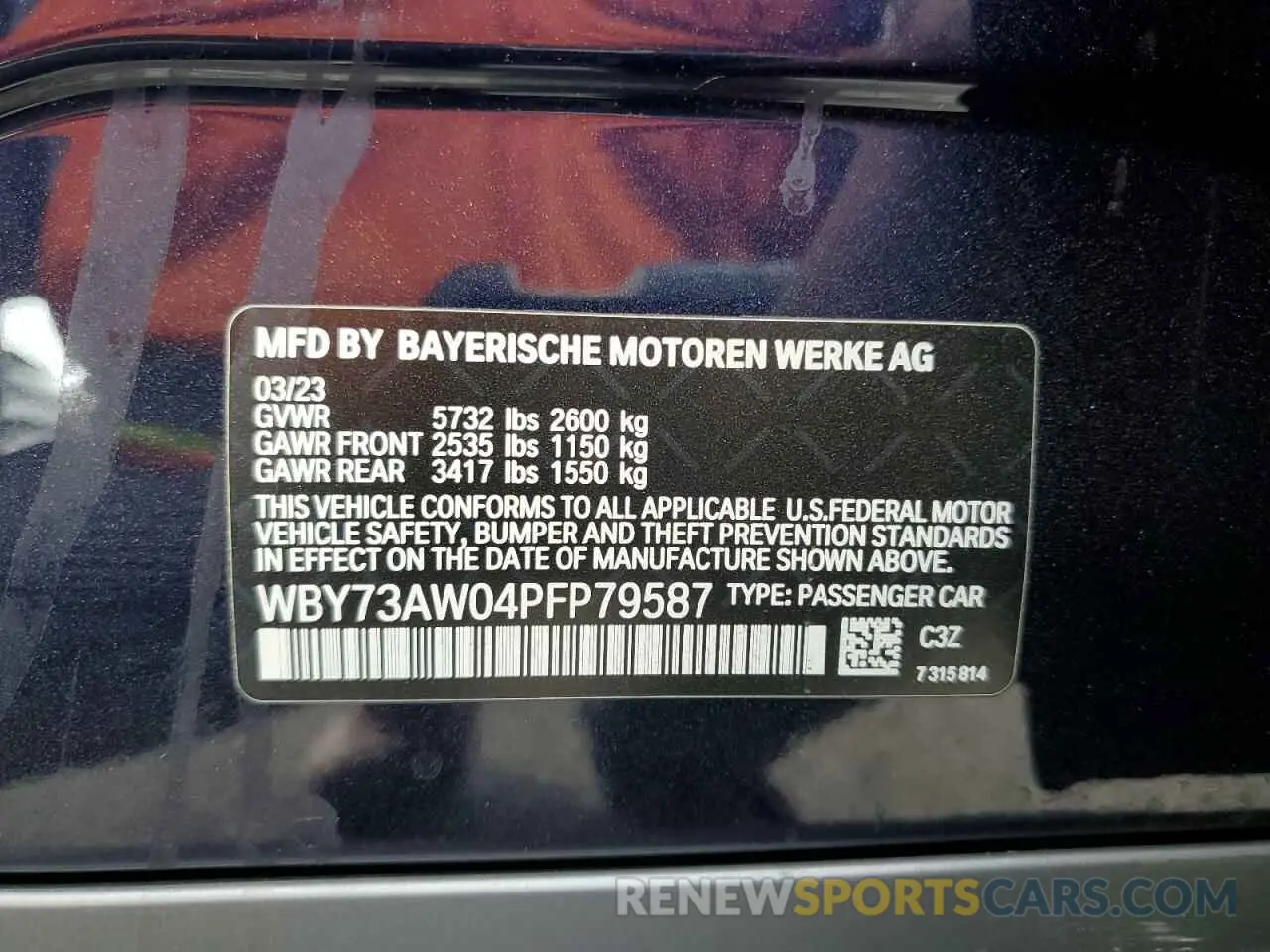12 Фотография поврежденного автомобиля WBY73AW04PFP79587 BMW I4 EDRIVE 2023