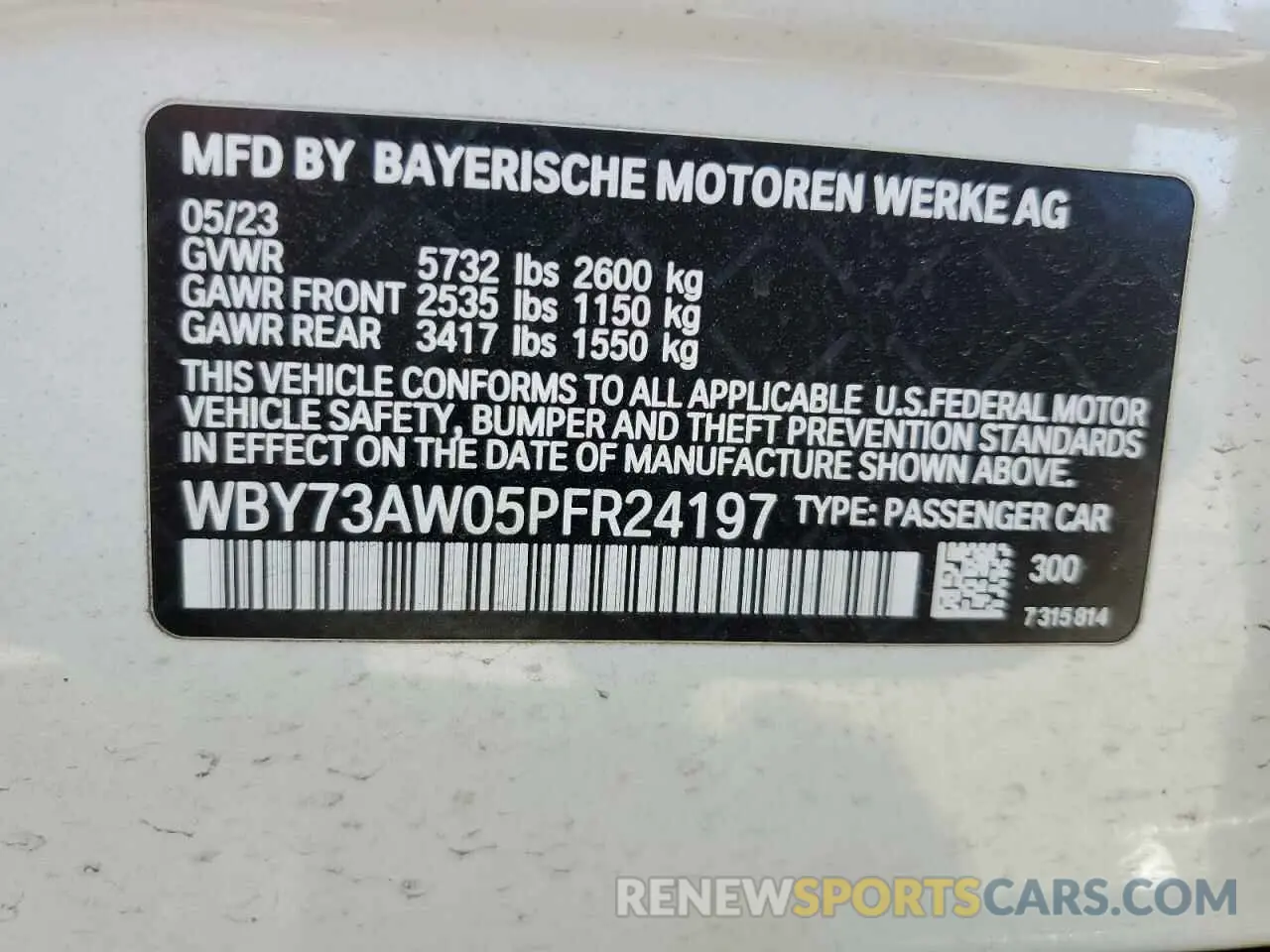 12 Photograph of a damaged car WBY73AW05PFR24197 BMW I4 EDRIVE 2023
