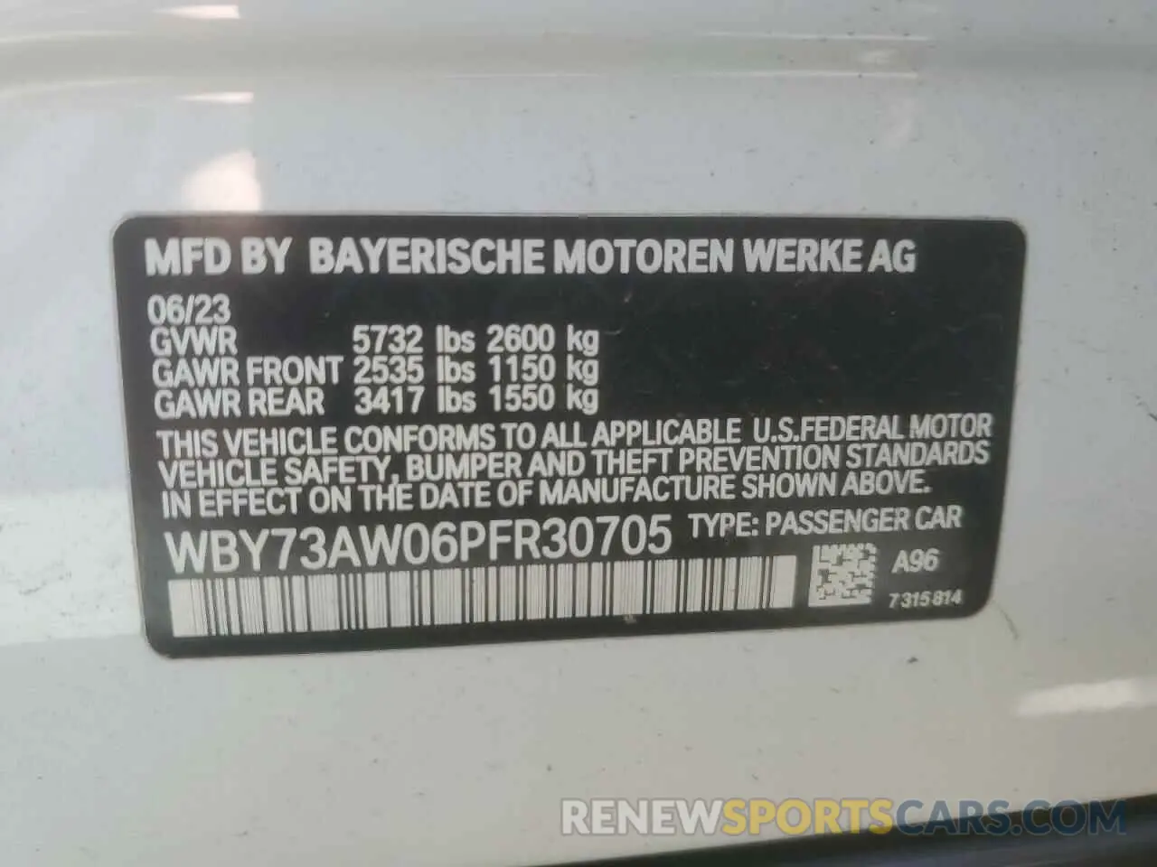 13 Photograph of a damaged car WBY73AW06PFR30705 BMW I4 EDRIVE 2023