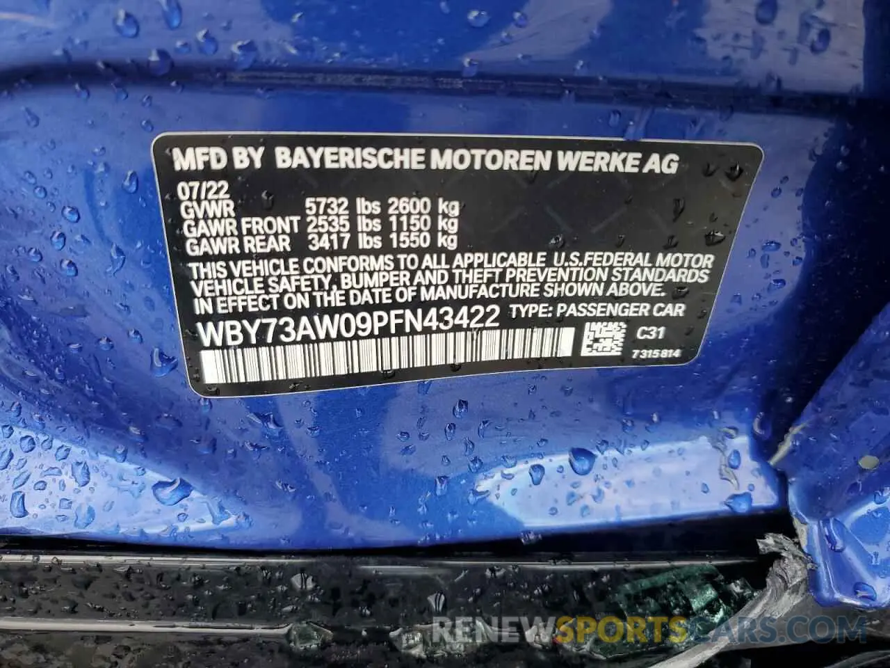 12 Photograph of a damaged car WBY73AW09PFN43422 BMW I4 EDRIVE 2023