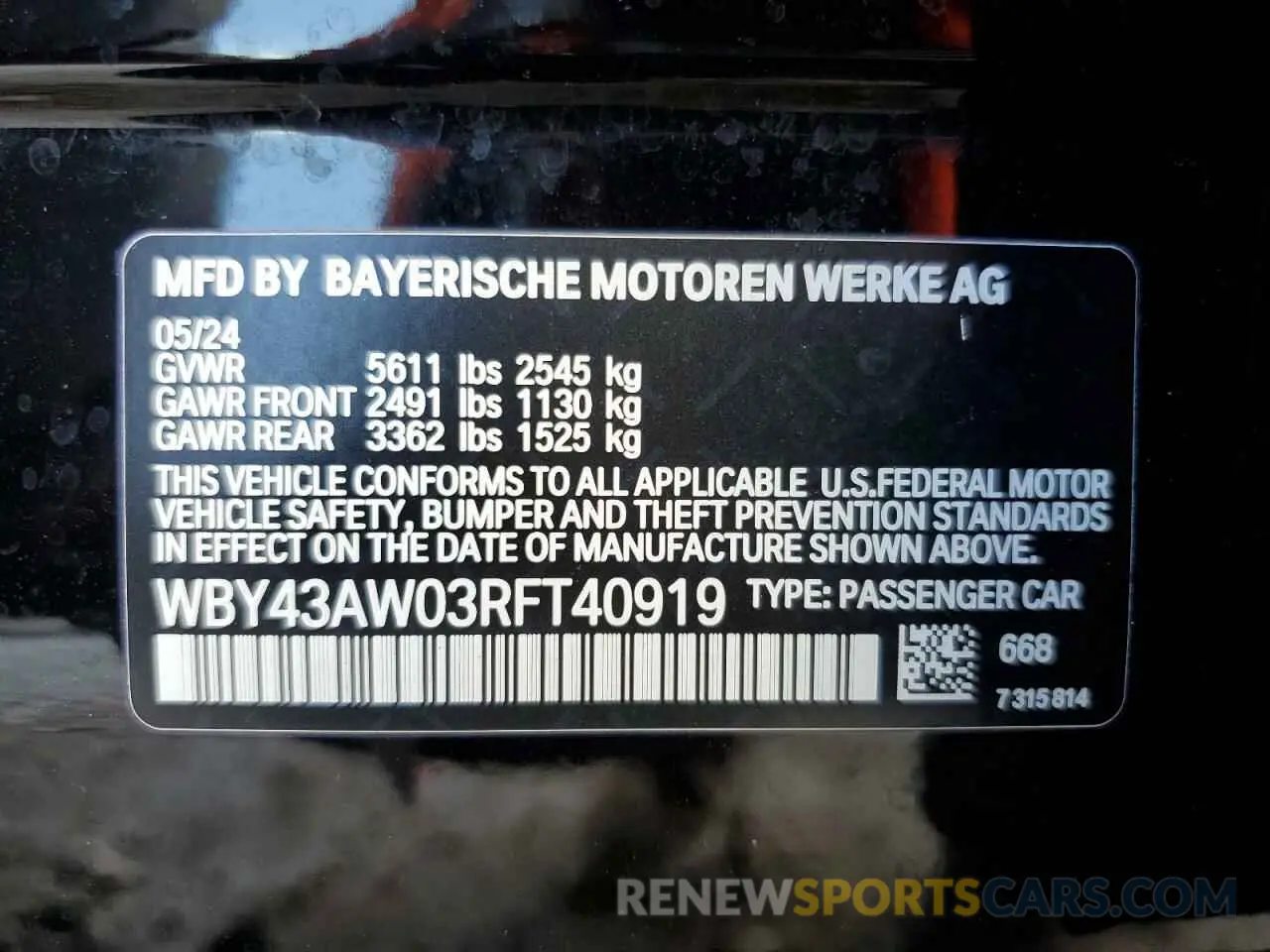 12 Фотография поврежденного автомобиля WBY43AW03RFT40919 BMW I4 EDRIVE 2024