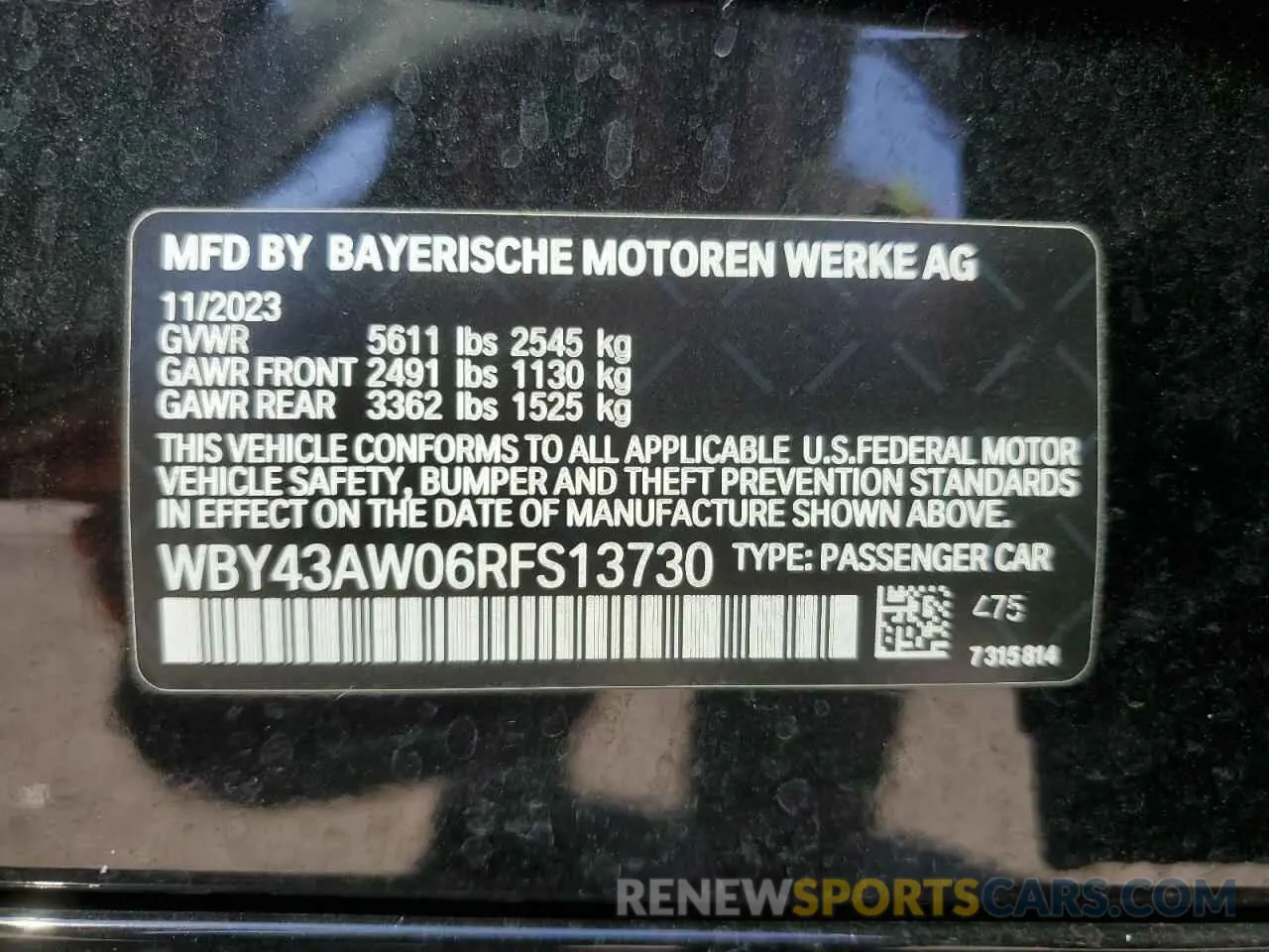 12 Photograph of a damaged car WBY43AW06RFS13730 BMW I4 EDRIVE 2024