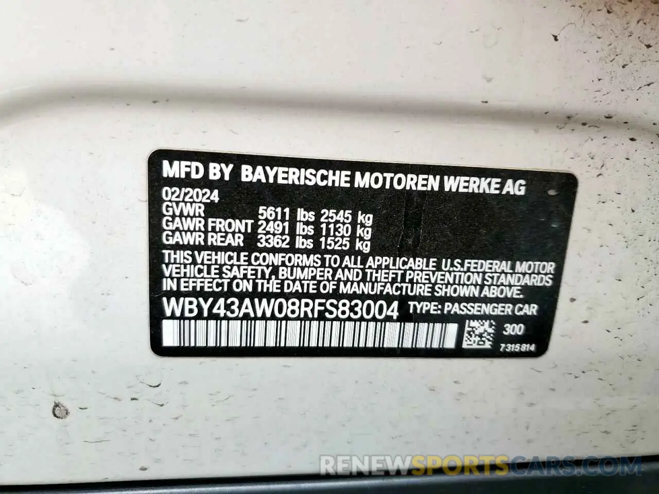 12 Фотография поврежденного автомобиля WBY43AW08RFS83004 BMW I4 EDRIVE 2024
