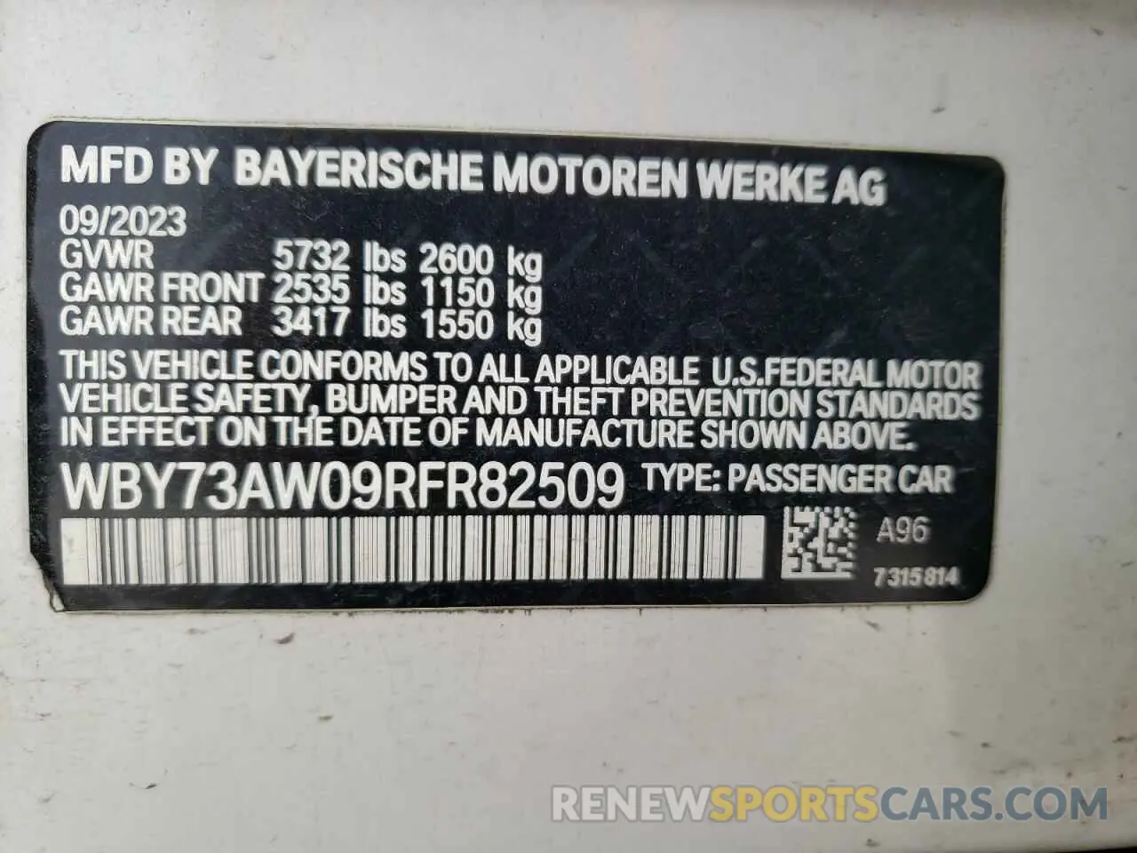 13 Photograph of a damaged car WBY73AW09RFR82509 BMW I4 EDRIVE 2024