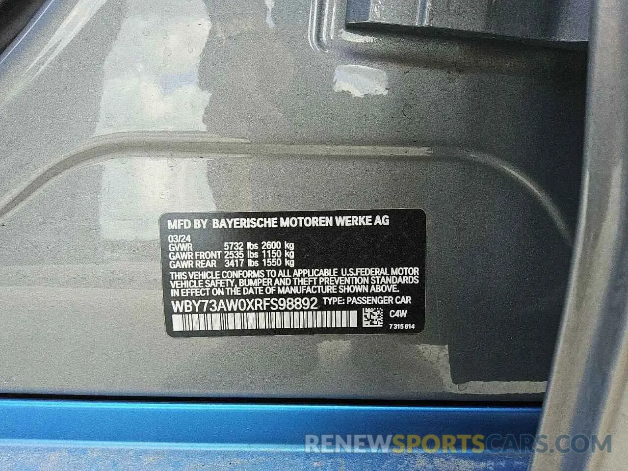 12 Photograph of a damaged car WBY73AW0XRFS98892 BMW I4 EDRIVE 2024