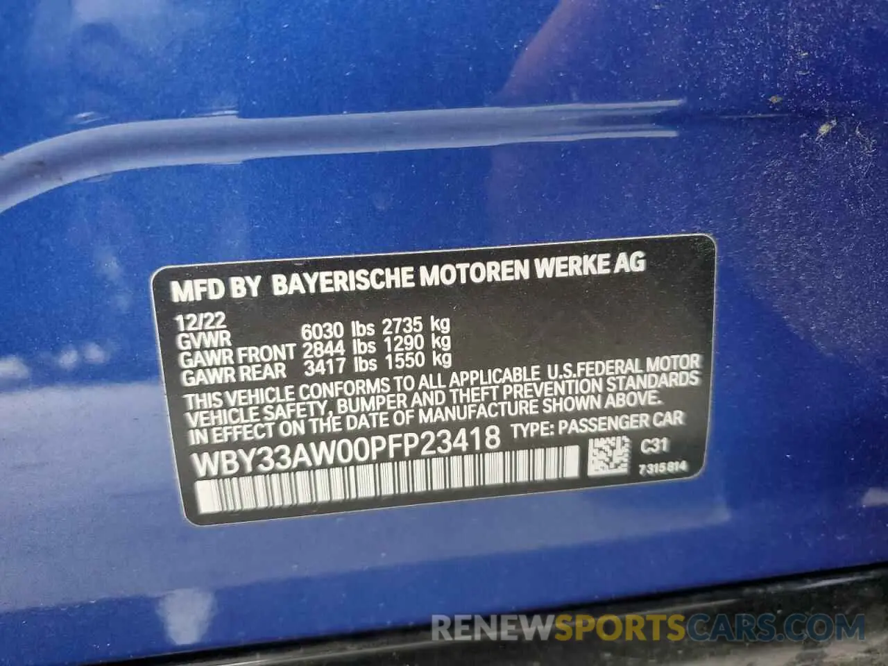 12 Фотография поврежденного автомобиля WBY33AW00PFP23418 BMW I4 M50 2023